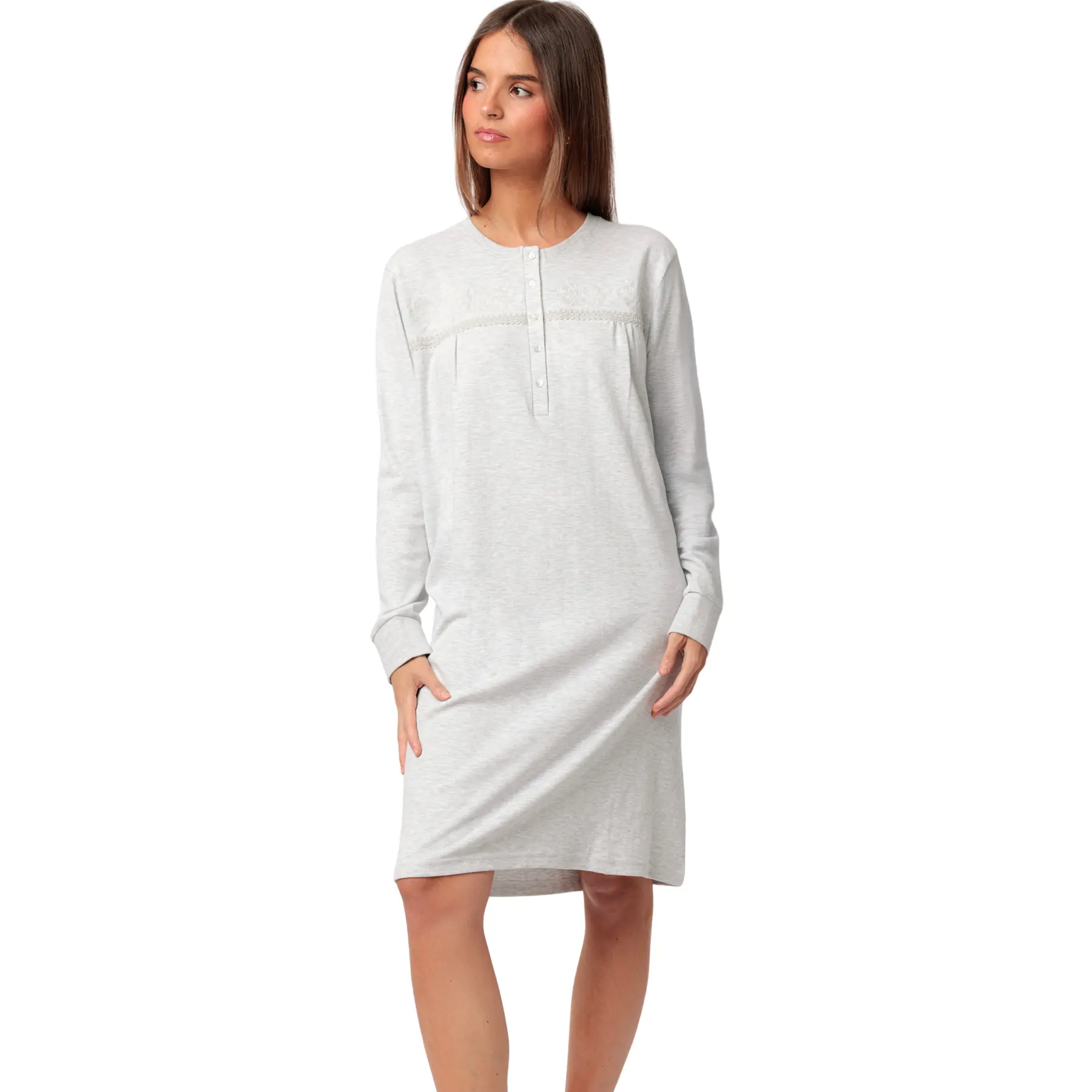 Chemise da notte a maniche lunghe donna  Classic Interlock