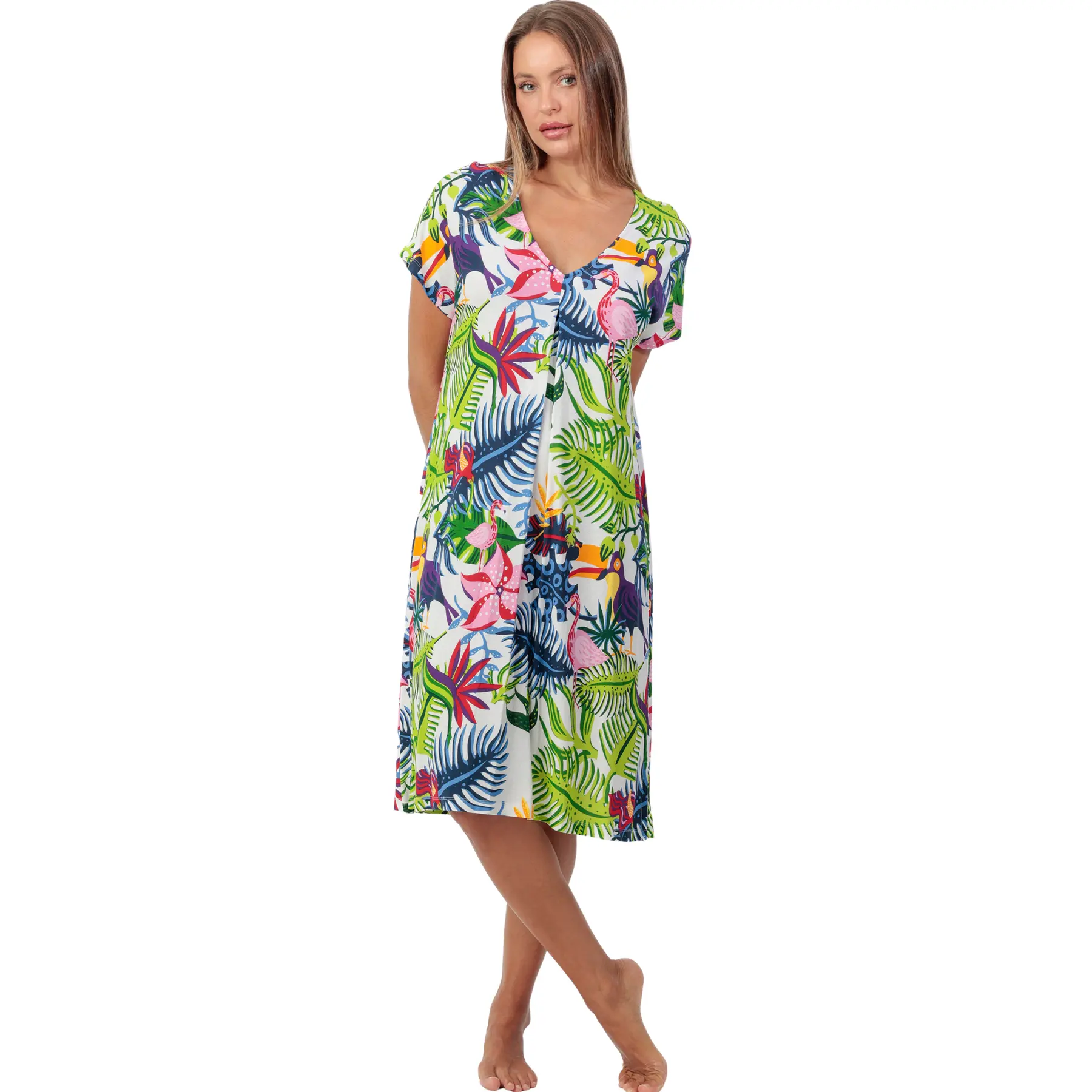 Camicia da notte maniche corte donna  Exotic Parrot