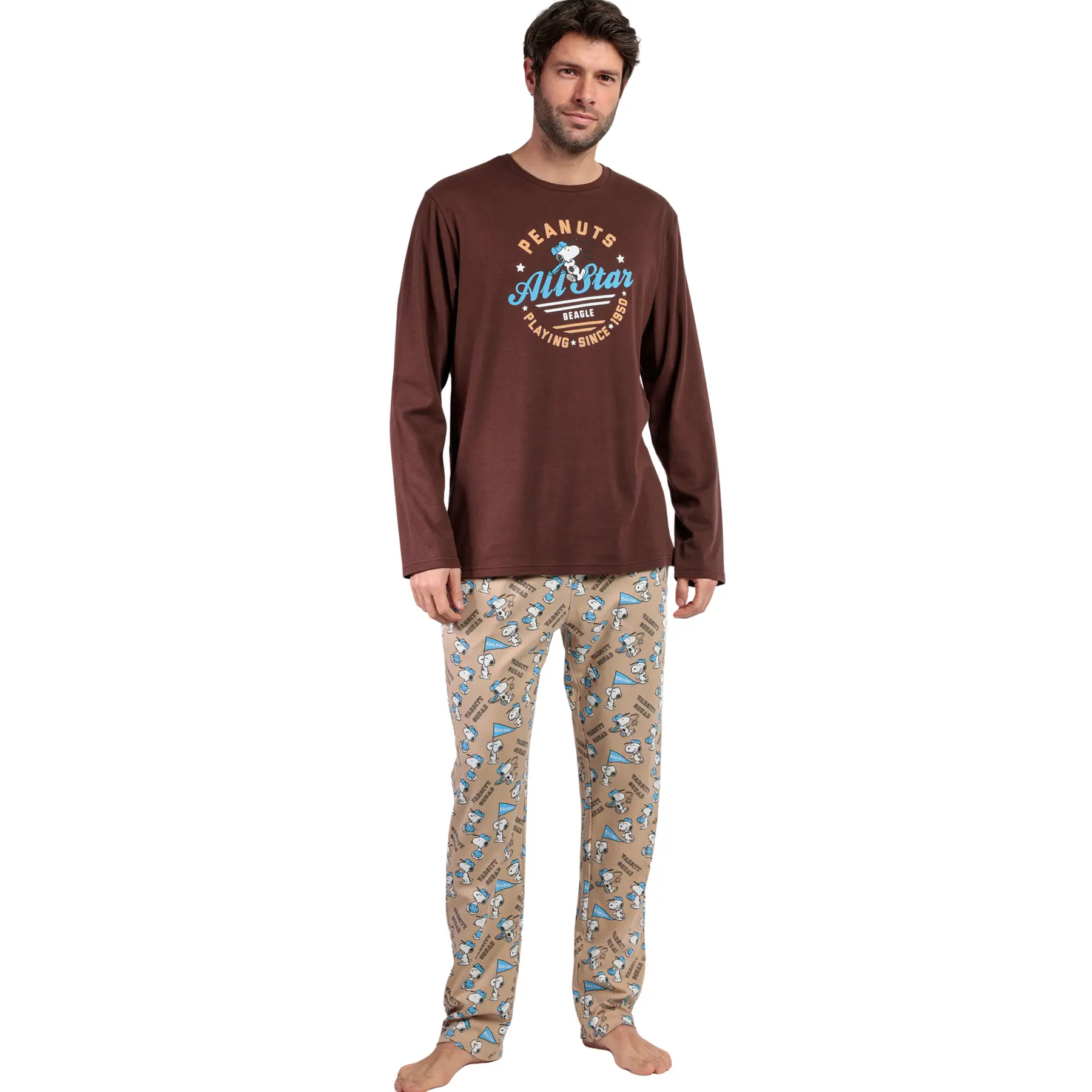 Image of Pyjama Oberteil mit langen Ärmeln und Hose Admas Varsity Squad Peanuts