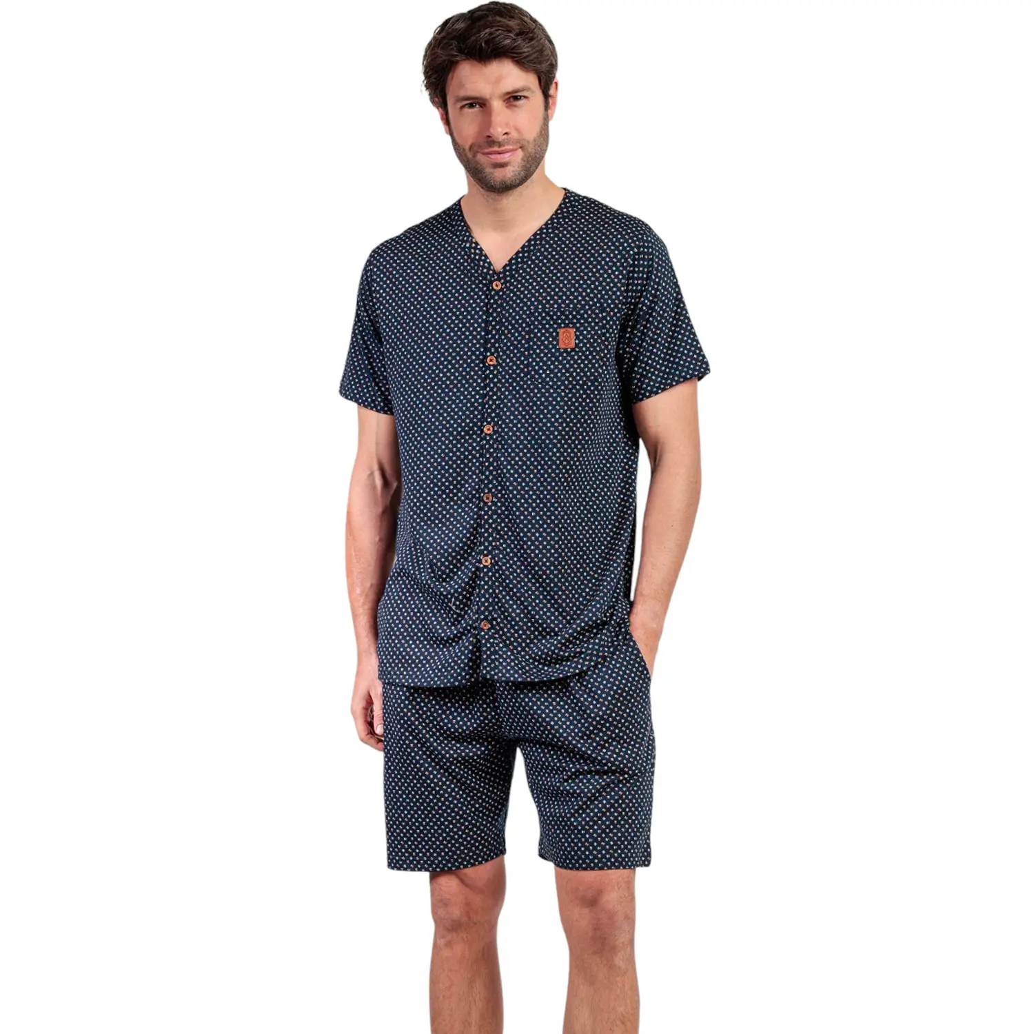 Image of Pyjama Shirt mit kurzen Ärmeln und Shorts Admas Leather