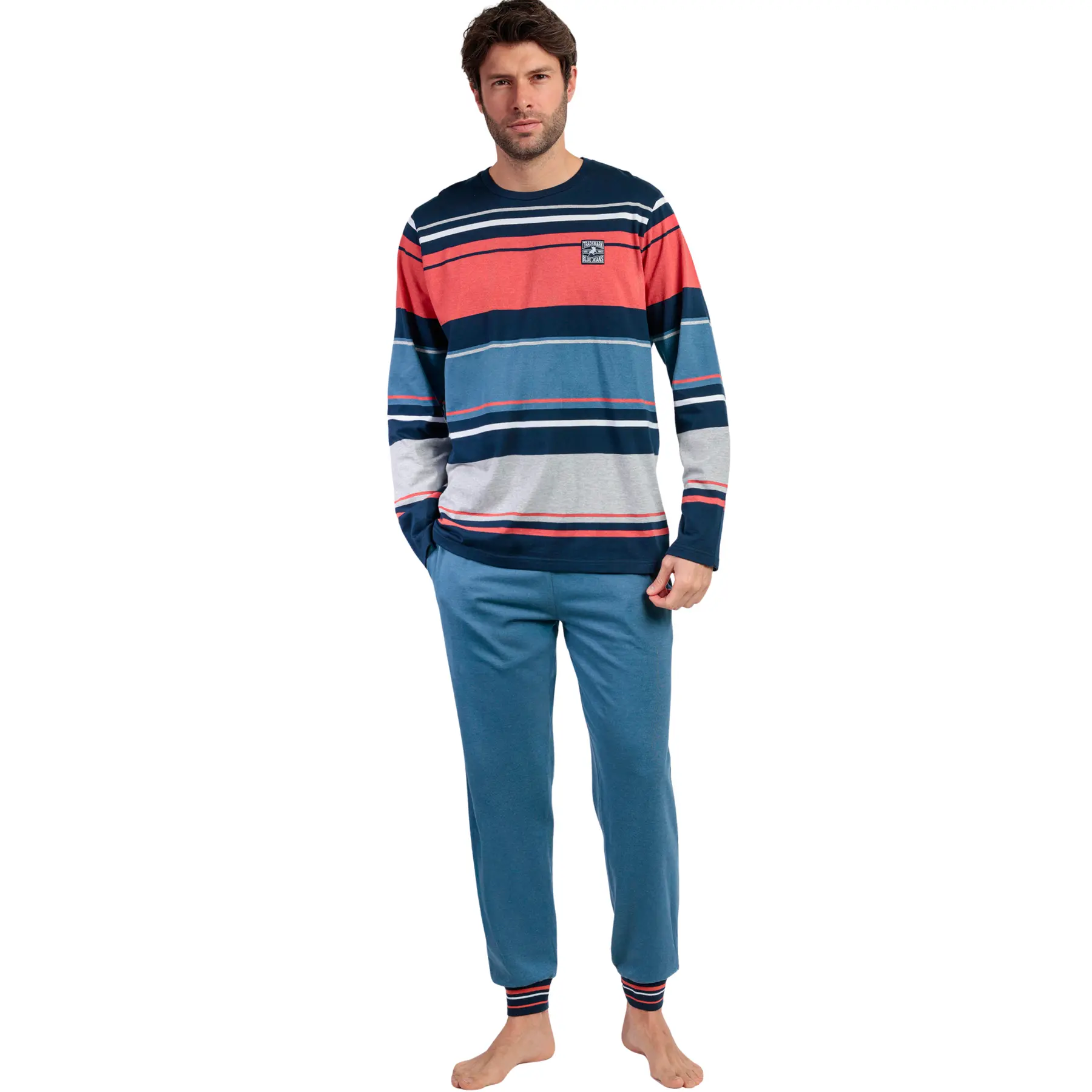 Image of Pyjama Oberteil mit langen Ärmeln und Hose Admas Rayas Burnt Lois