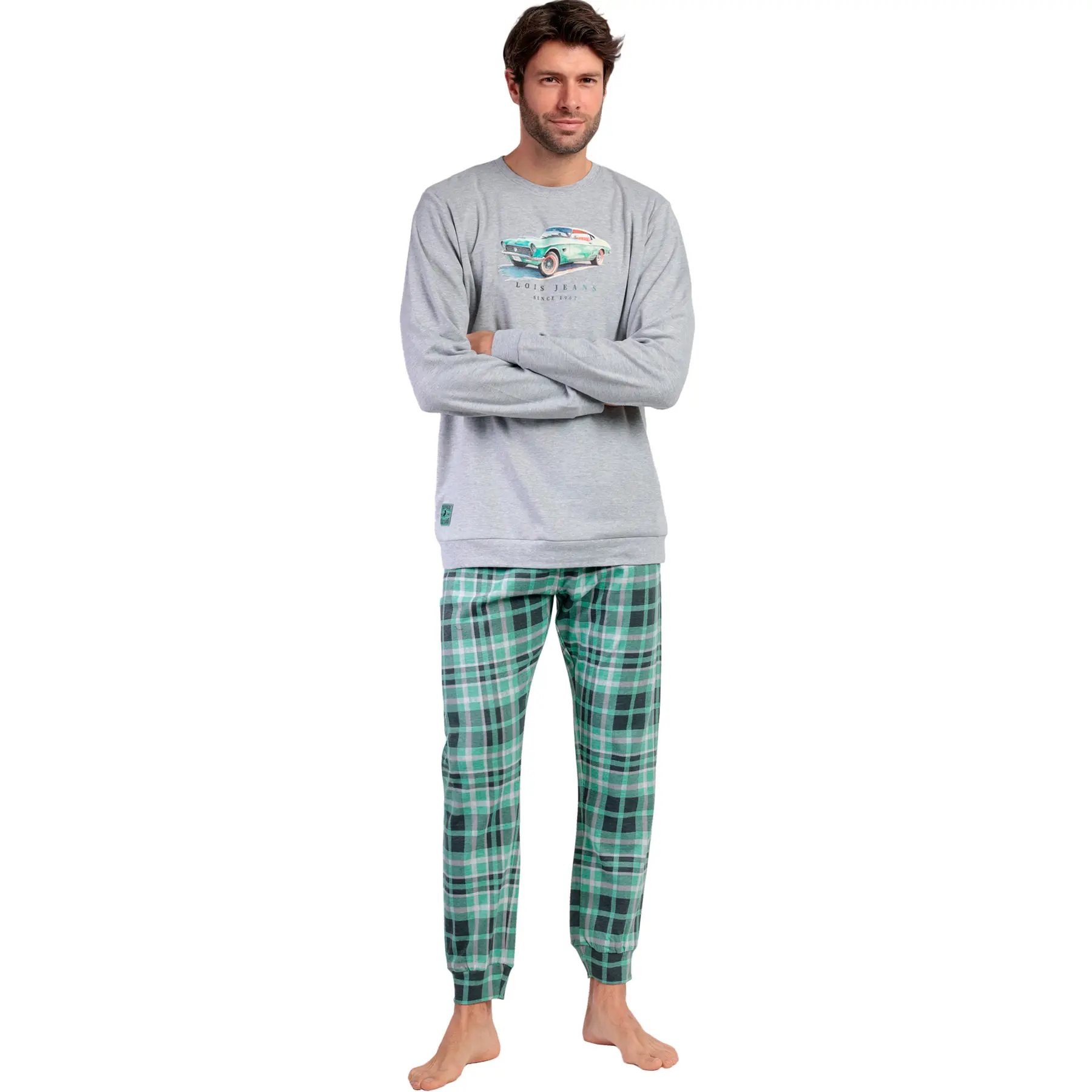 Image of Pyjama Oberteil mit langen Ärmeln und Hose Admas Vintage Car Lois