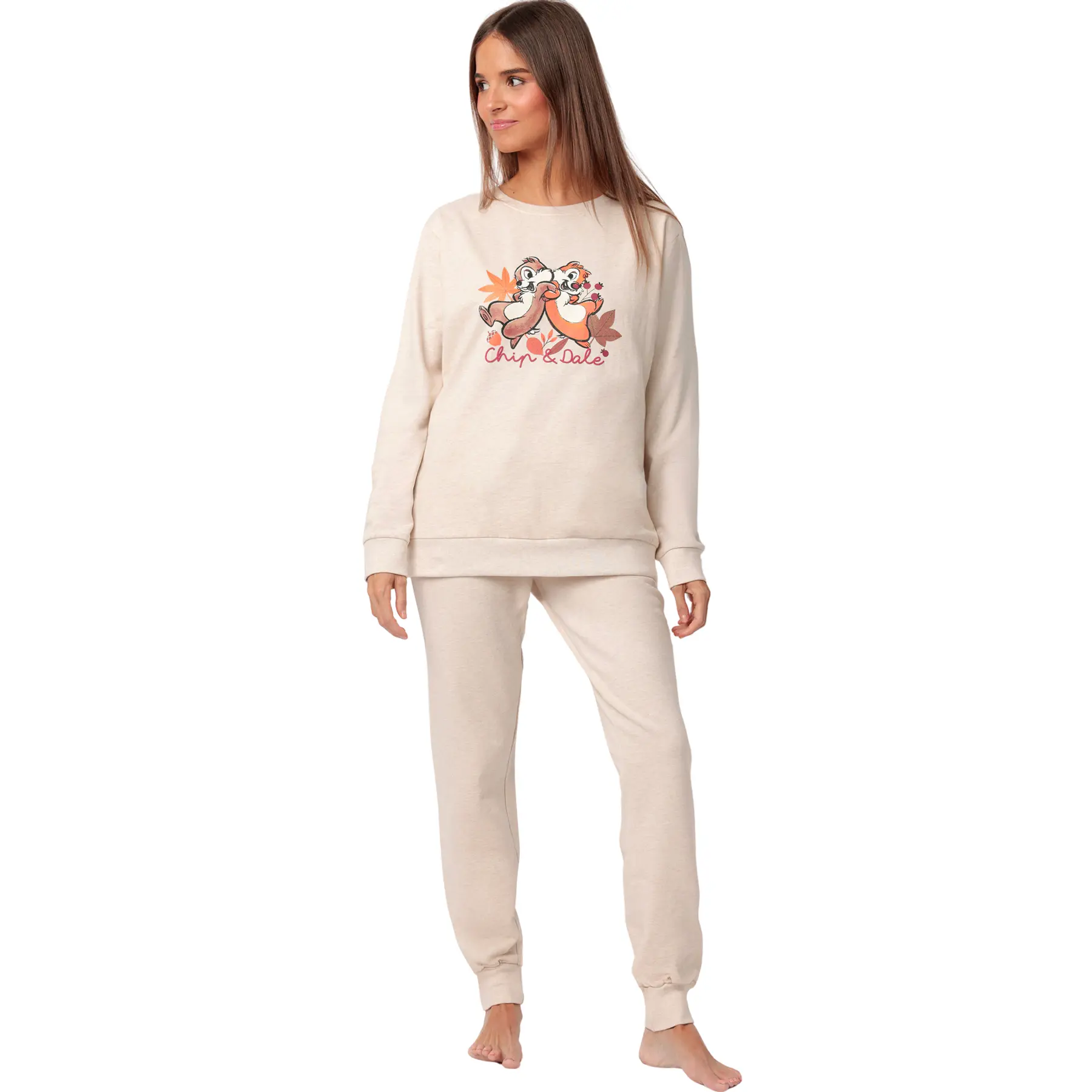 Pigiama top maniche lunghe e pantaloni alto maniche lunghe e pantaloni donna  ChipNDale Disney