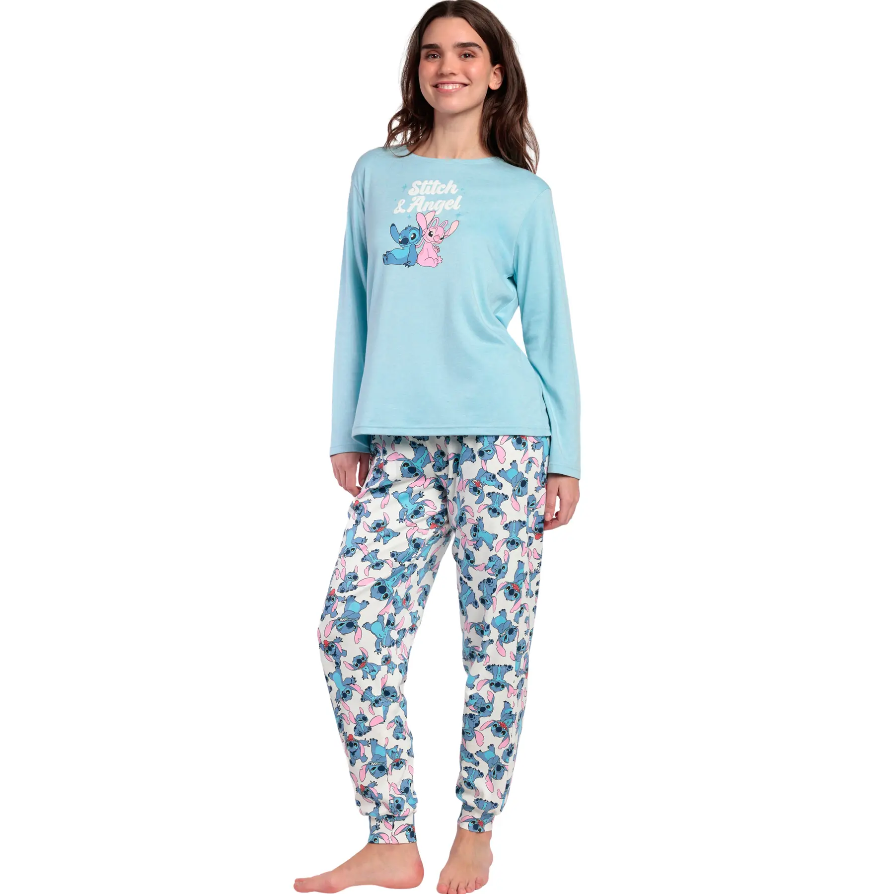 Pigiama a maniche lunghe e pantaloni donna  Stitch And Angel Disney