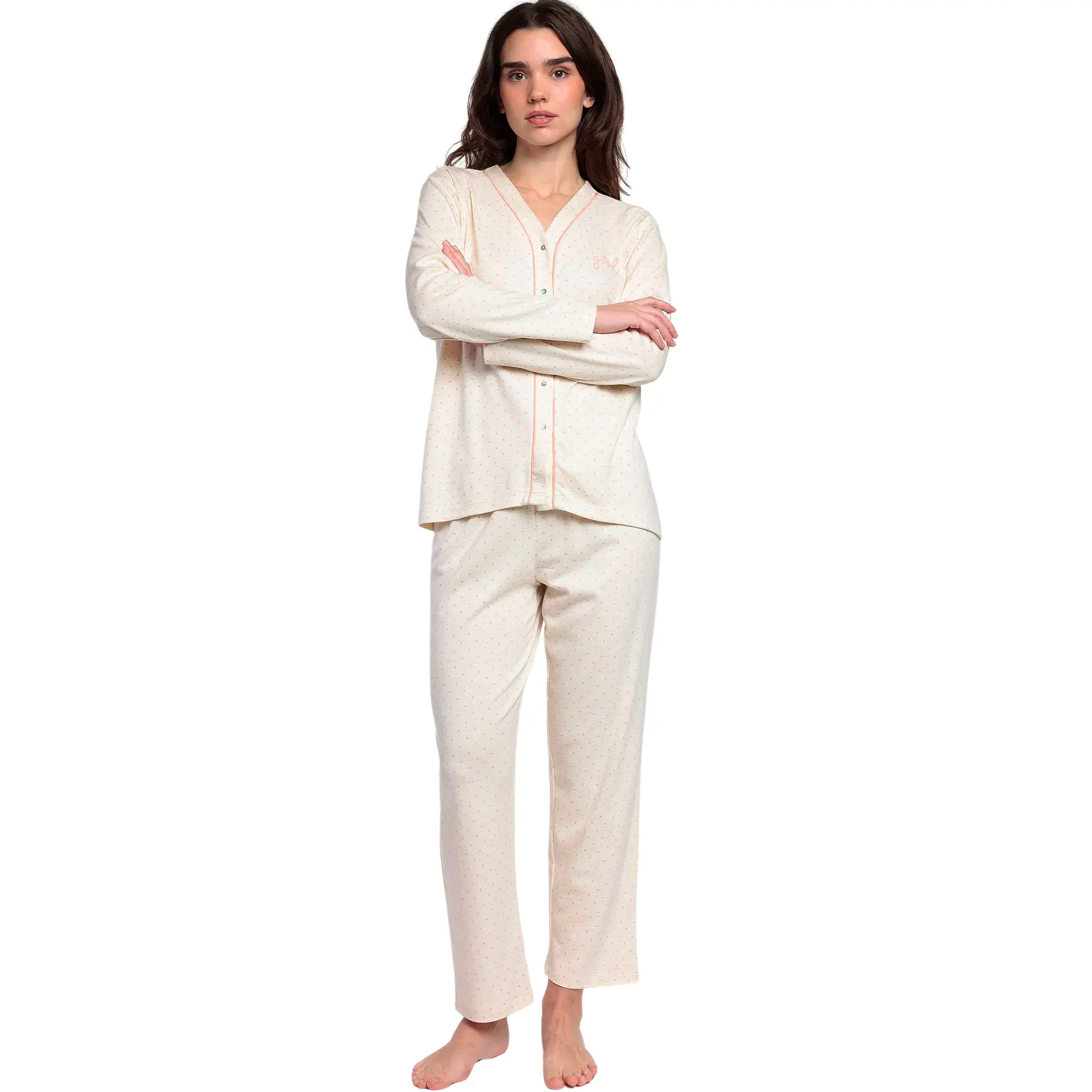 Image of Pyjama mit langen Ärmeln und Hose Admas Dots And Flowers