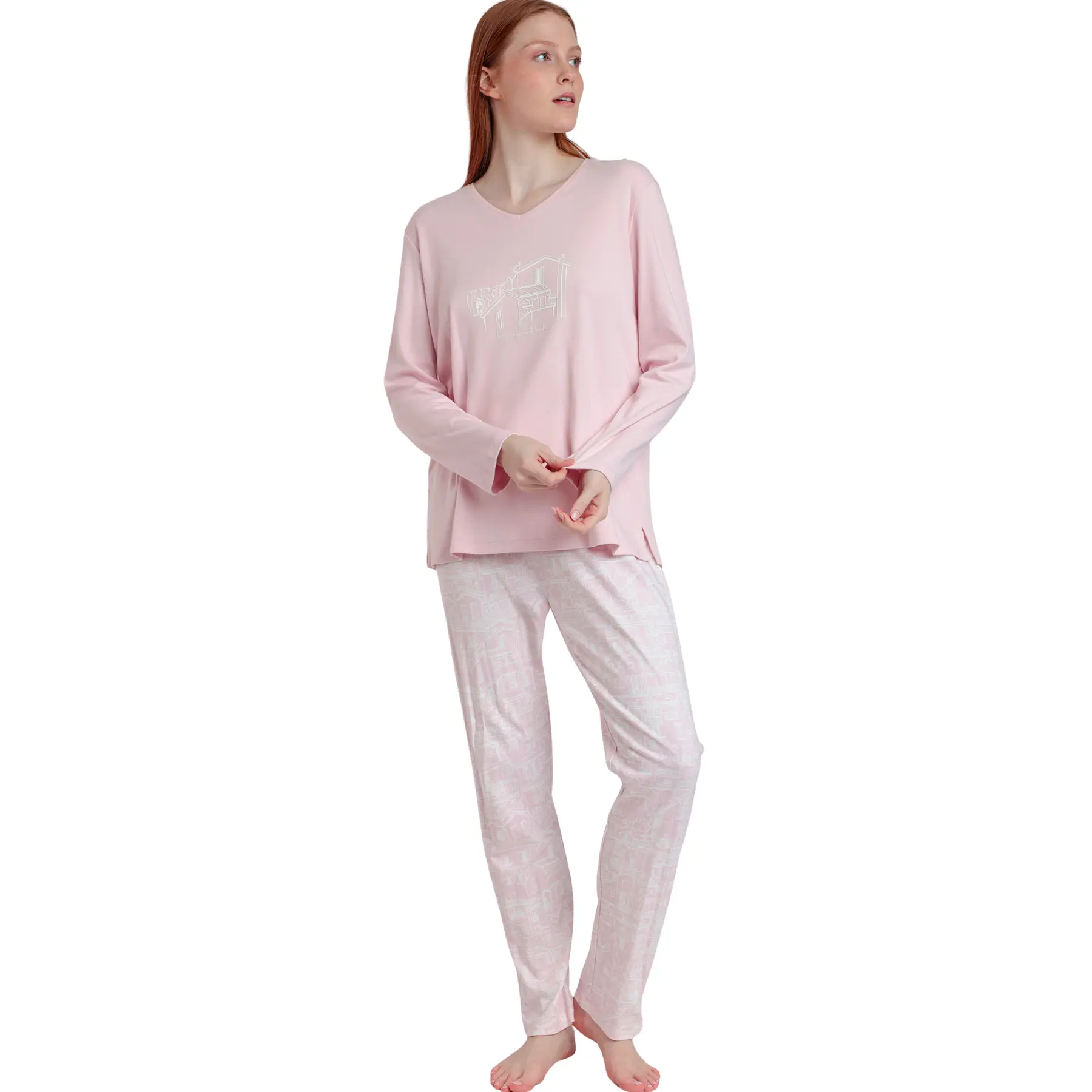 Pigiama top maniche lunghe e pantaloni alto maniche lunghe e pantaloni donna  La Vie Est Belle