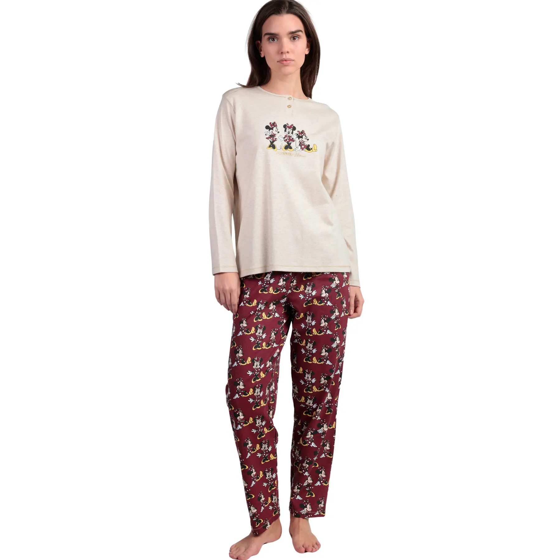 Pigiama polo maniche lunghe e pantalone donna  Minnie Mouse Disney