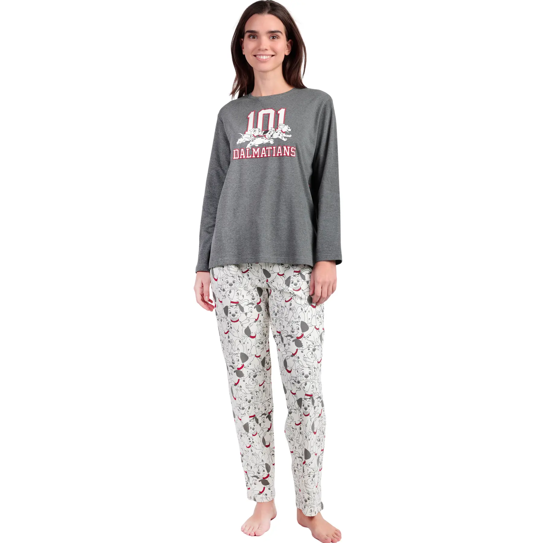 Pigiama top maniche lunghe e pantaloni alto maniche lunghe e pantaloni donna  Dalmatians Varsity Disney