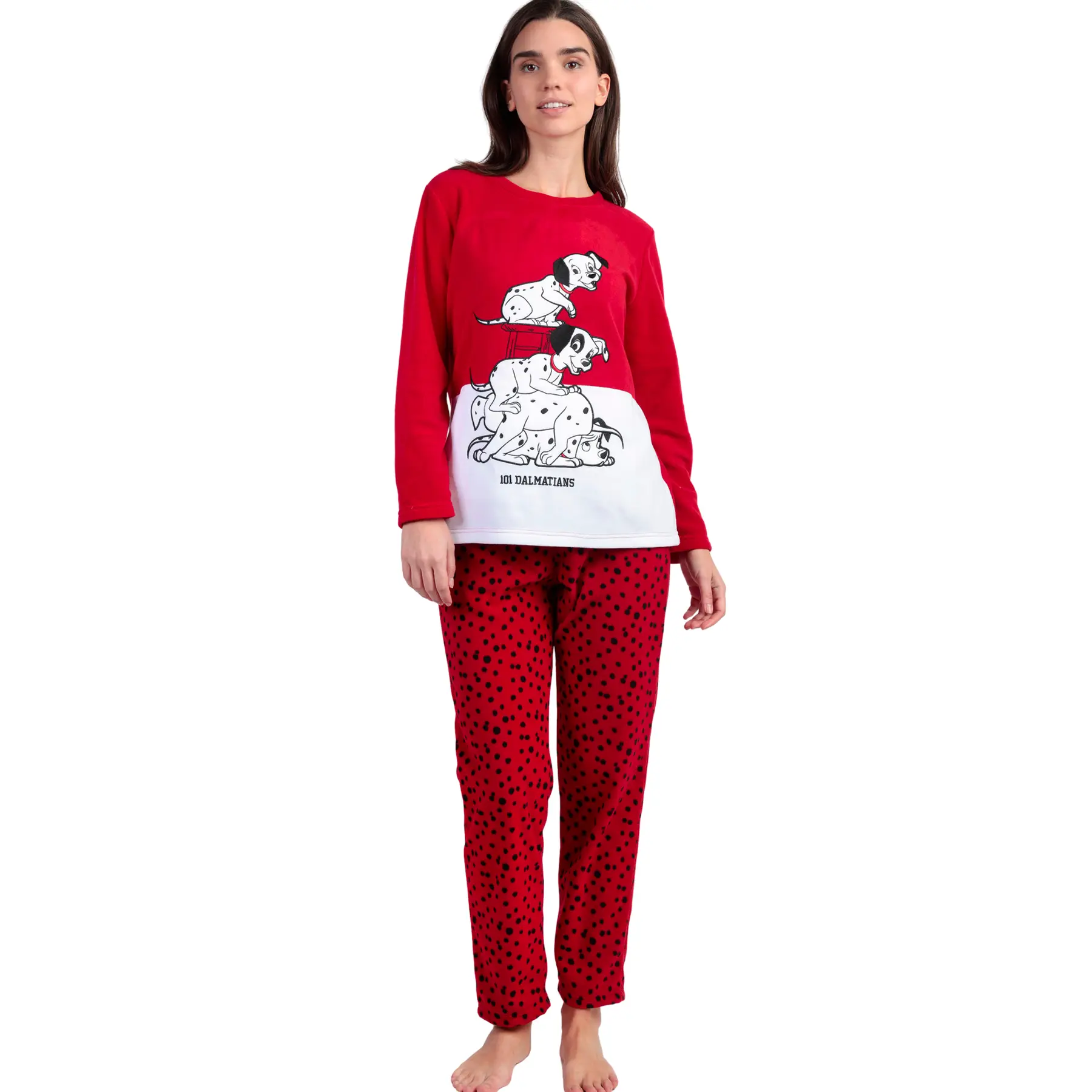 Pigiama con maglia in micropile e pantaloni donna  Dalmatians Varsity Disney