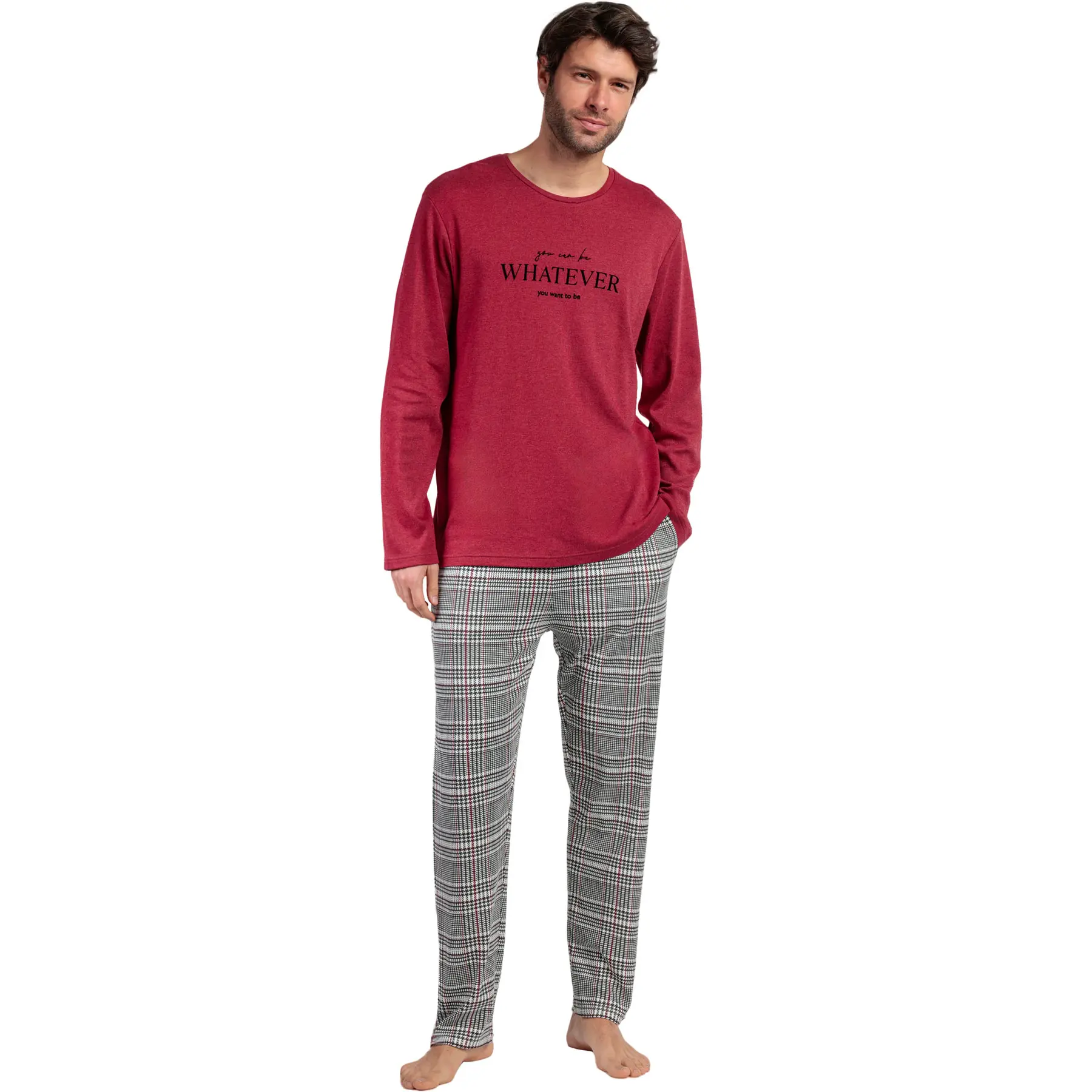 Image of Pyjama Oberteil mit langen Ärmeln und Hose mit langen Ärmeln und Hose Admas Houndstooth