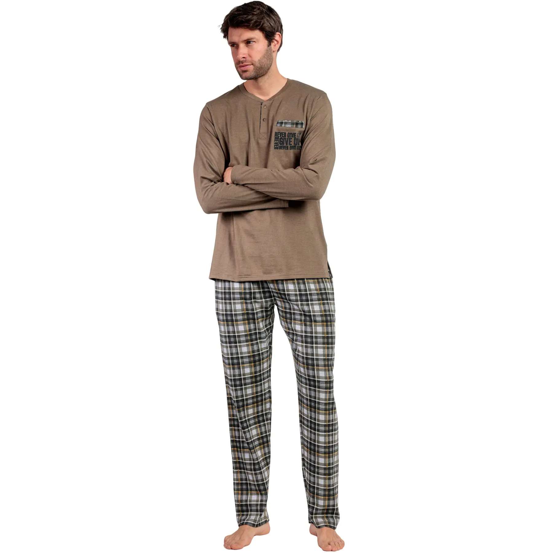 Image of Pyjama Oberteil mit langen Ärmeln und Hose Admas Never Give You Up