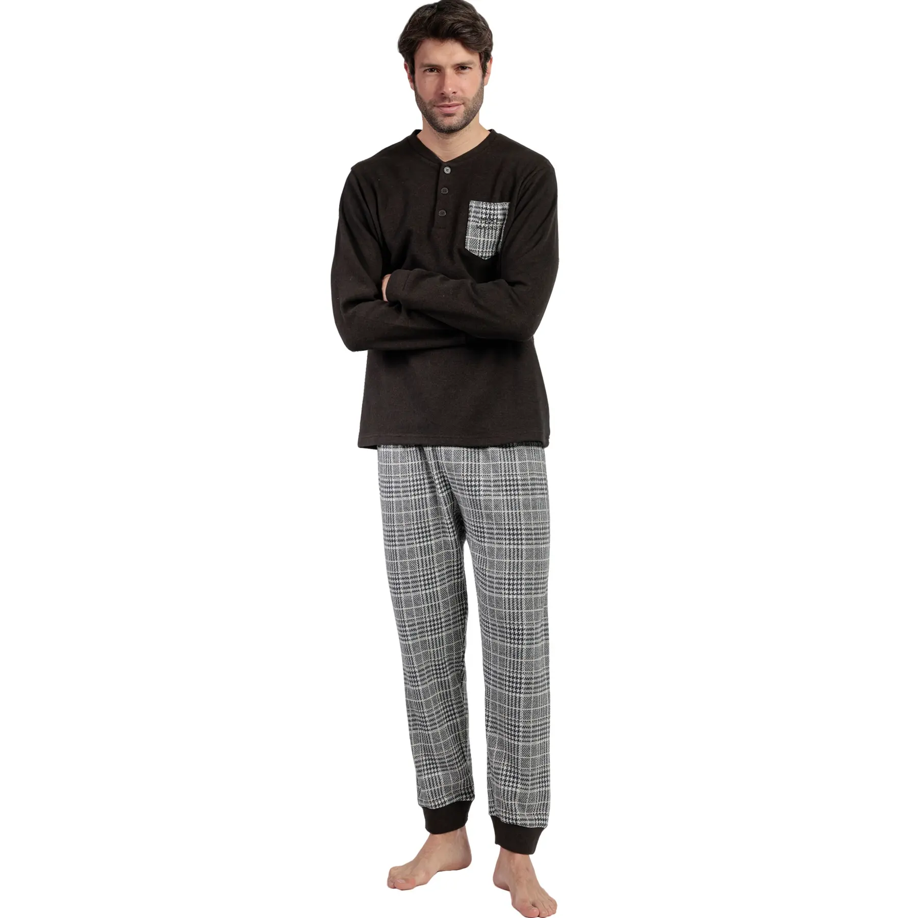 Image of Pyjama Oberteil mit langen Ärmeln und Hose Admas Americano