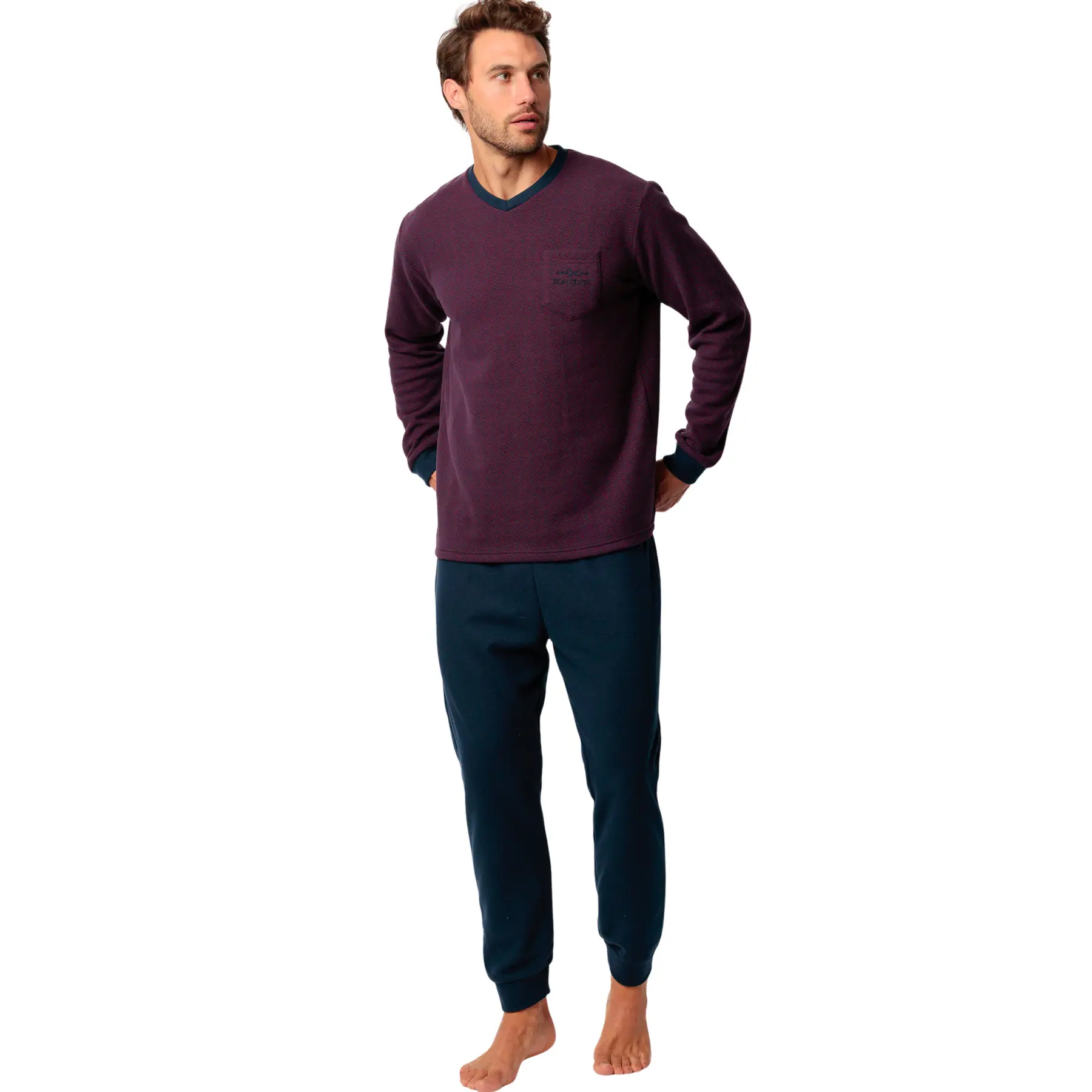 Image of Pyjama Oberteil mit langen Ärmeln und Hose mit langen Ärmeln und Hose Admas Claret