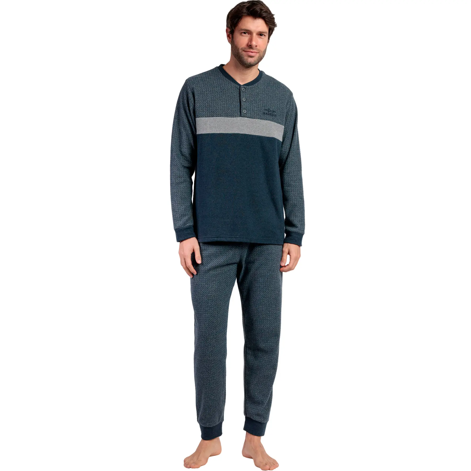 Image of Pyjama Oberteil mit langen Ärmeln und Hose mit langen Ärmeln und Hose Admas Grigio