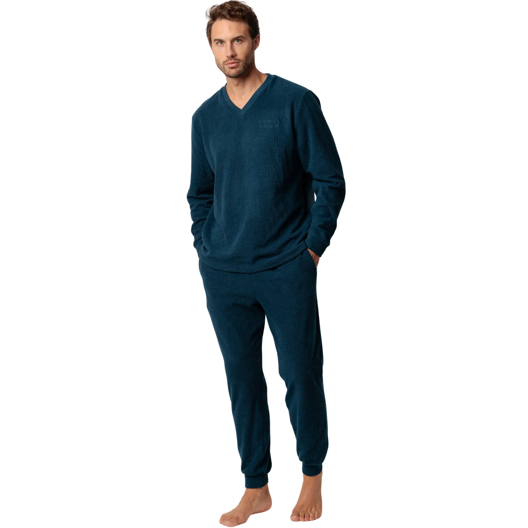 Image of Pyjama Oberteil mit langen Ärmeln und Hose mit langen Ärmeln und Hose Admas Checks Texture