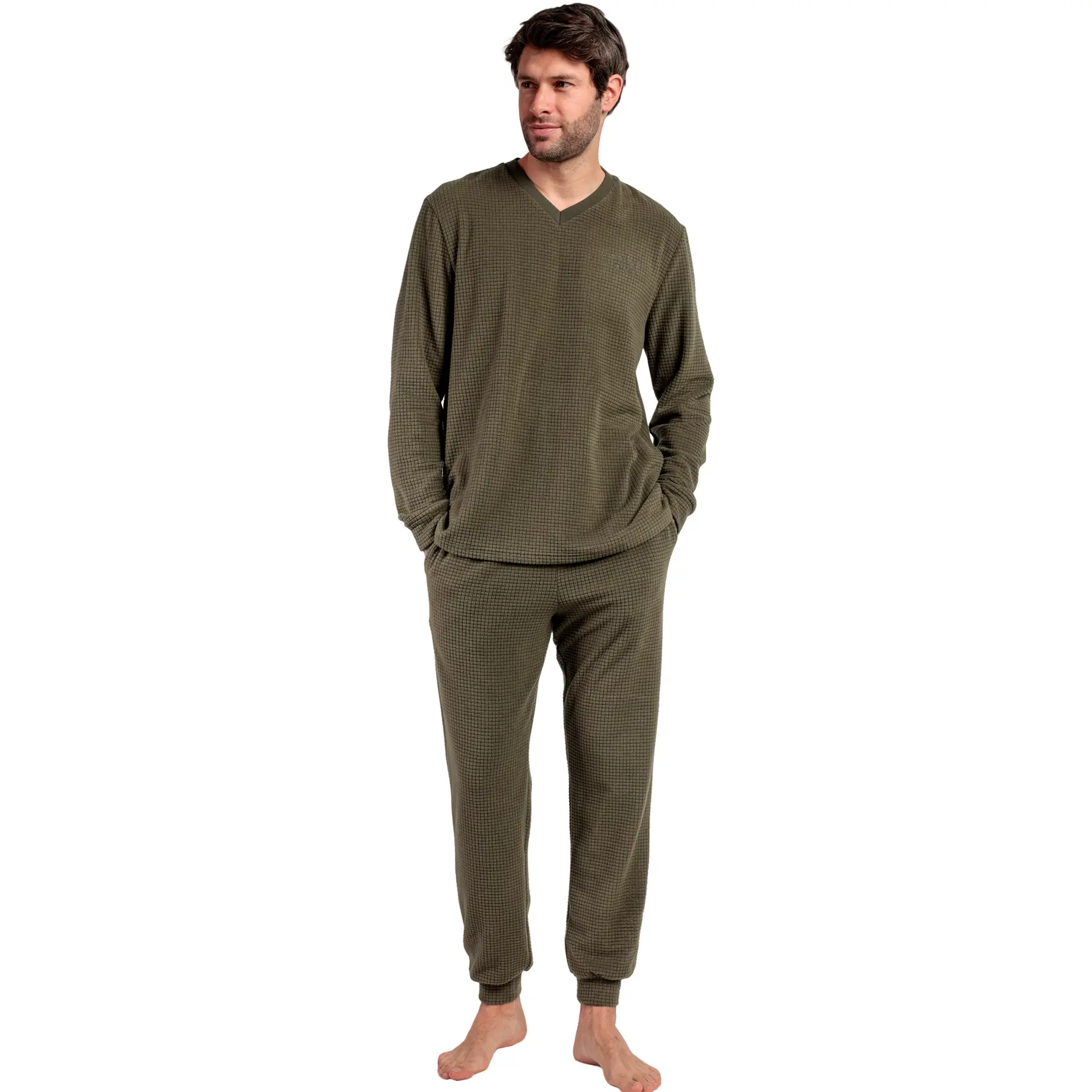 Pyjama Oberteil mit langen Ärmeln und Hose mit langen Ärmeln und Hose Admas Checks Texture