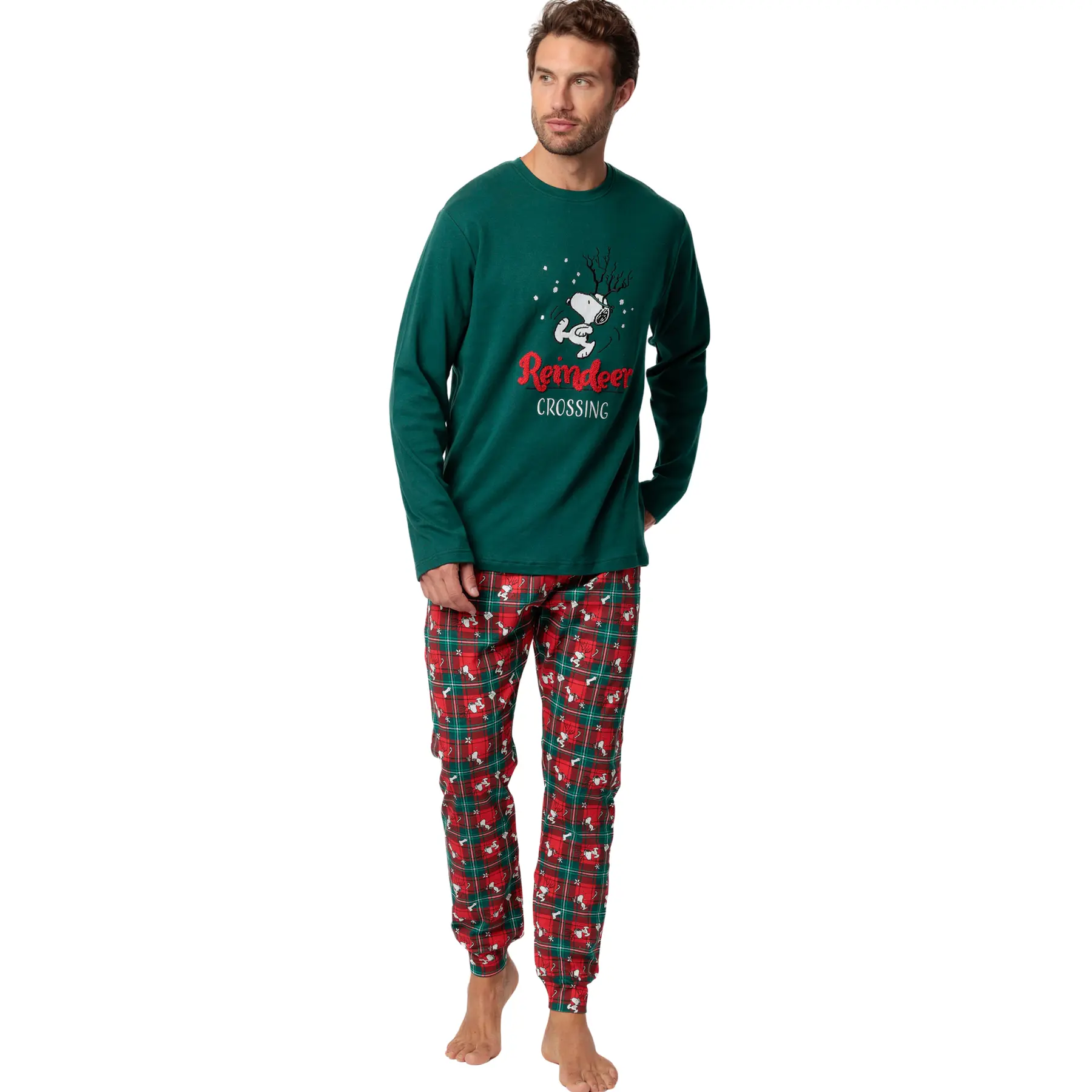 Image of Pyjama Oberteil mit langen Ärmeln und Hose Admas Reindeer Crossing Peanuts