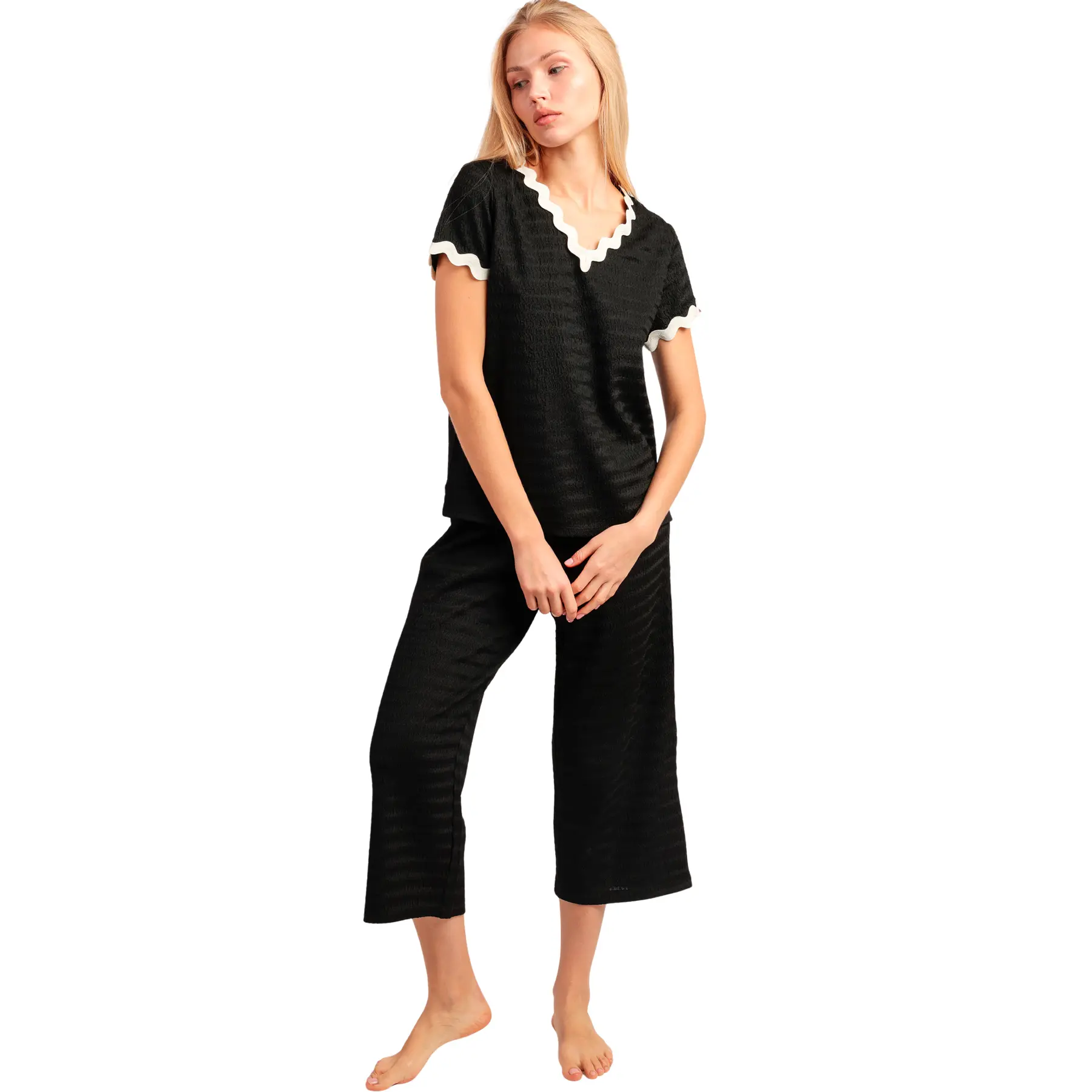 Pigiama t-shirt e pantaloni palazzo donna  Luxe