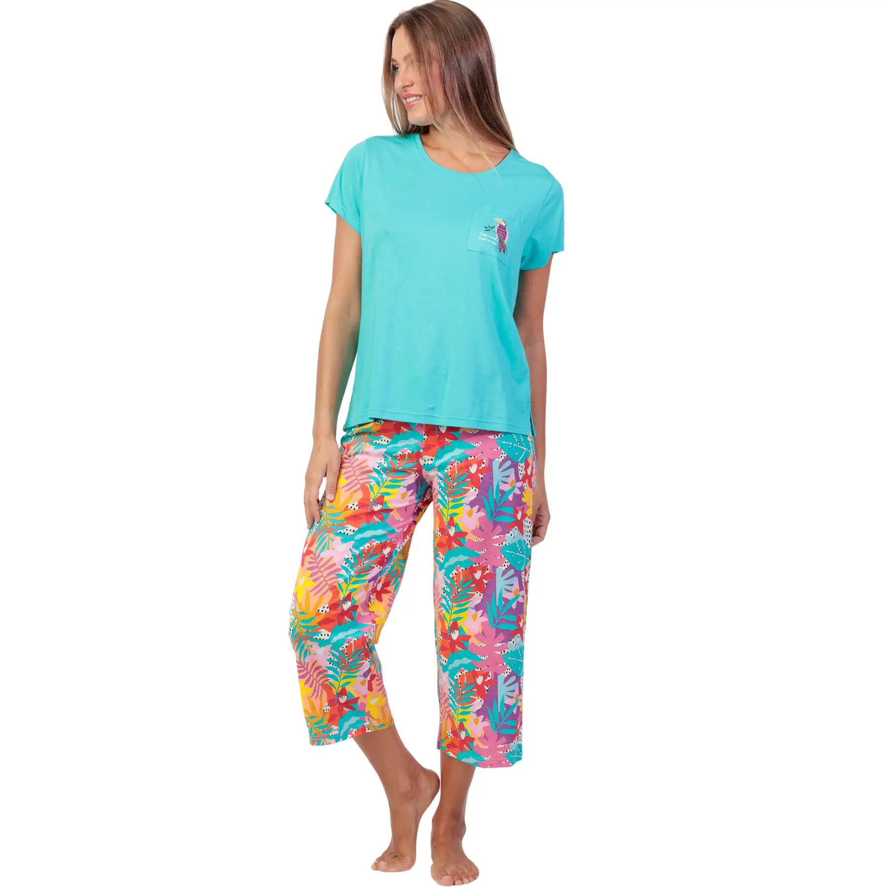 Pigiama t-shirt e pantaloni palazzo donna  Tropical Summer