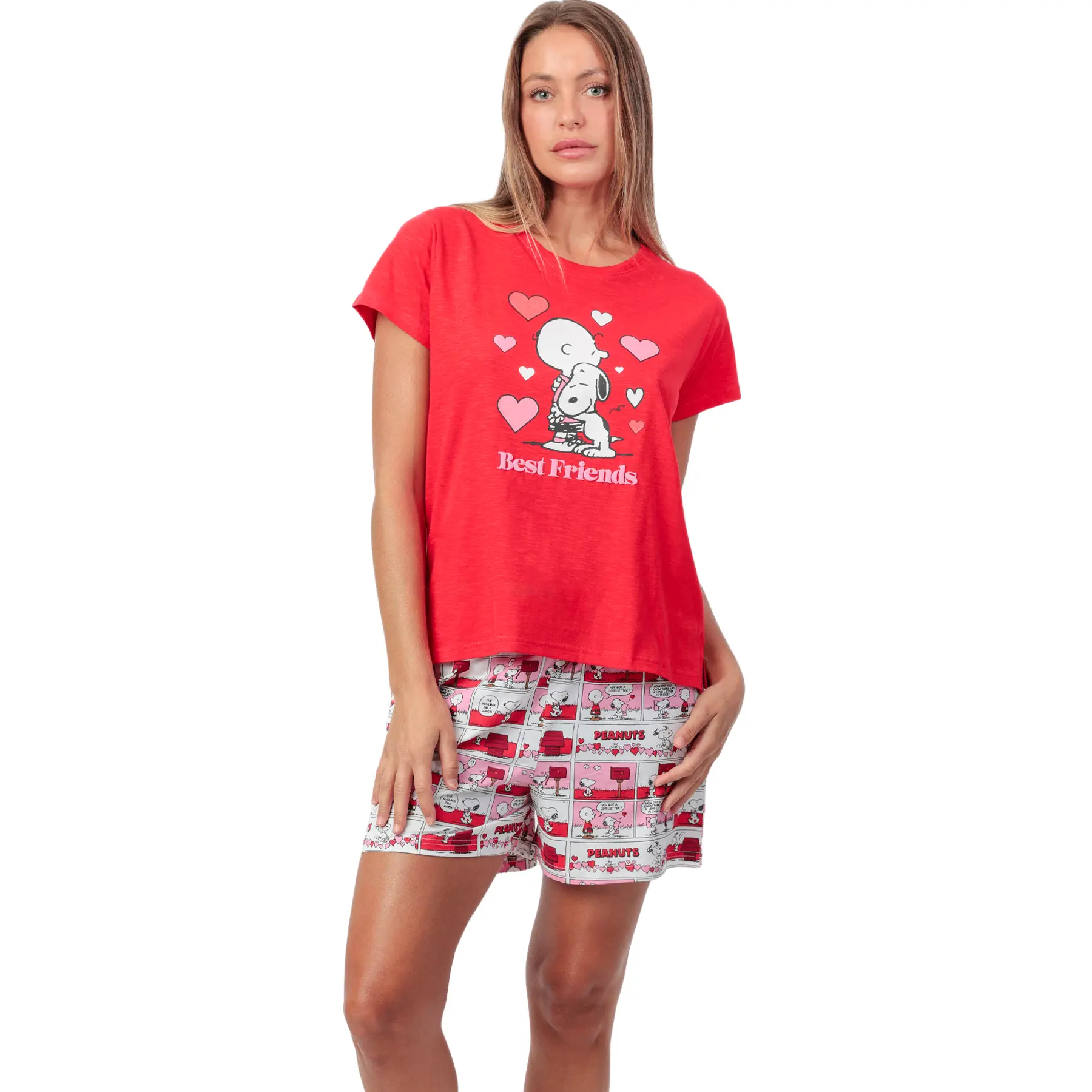 Pigiama t-shirt e pantaloni corti donna  Love Valentines Peanuts