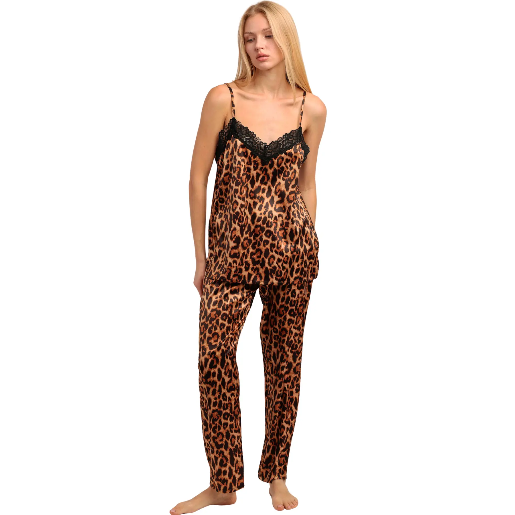 Pigiama caraco uni e pantalone donna  Skin Luxe