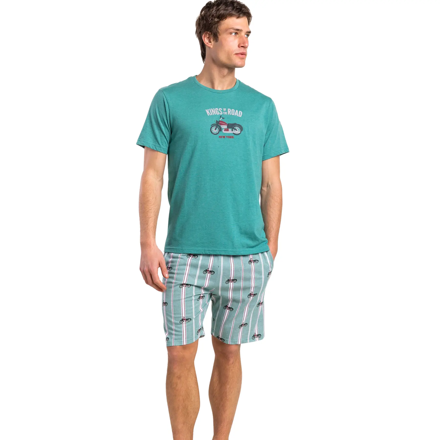 Image of Pyjama T-Shirt und Shorts Admas Kings Of The Road