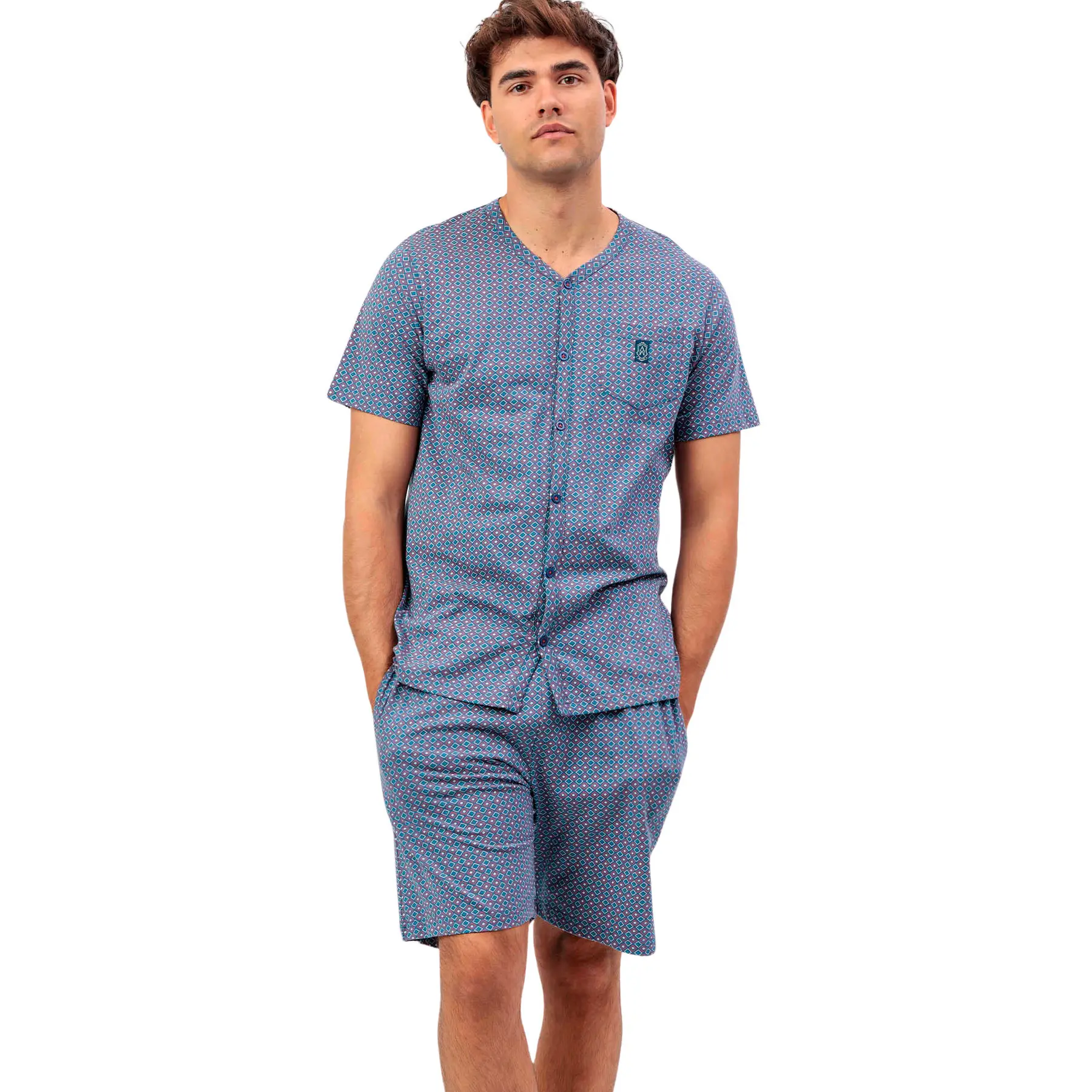 Image of Pyjama Shirt mit kurzen Ärmeln und Shorts Admas Sterling