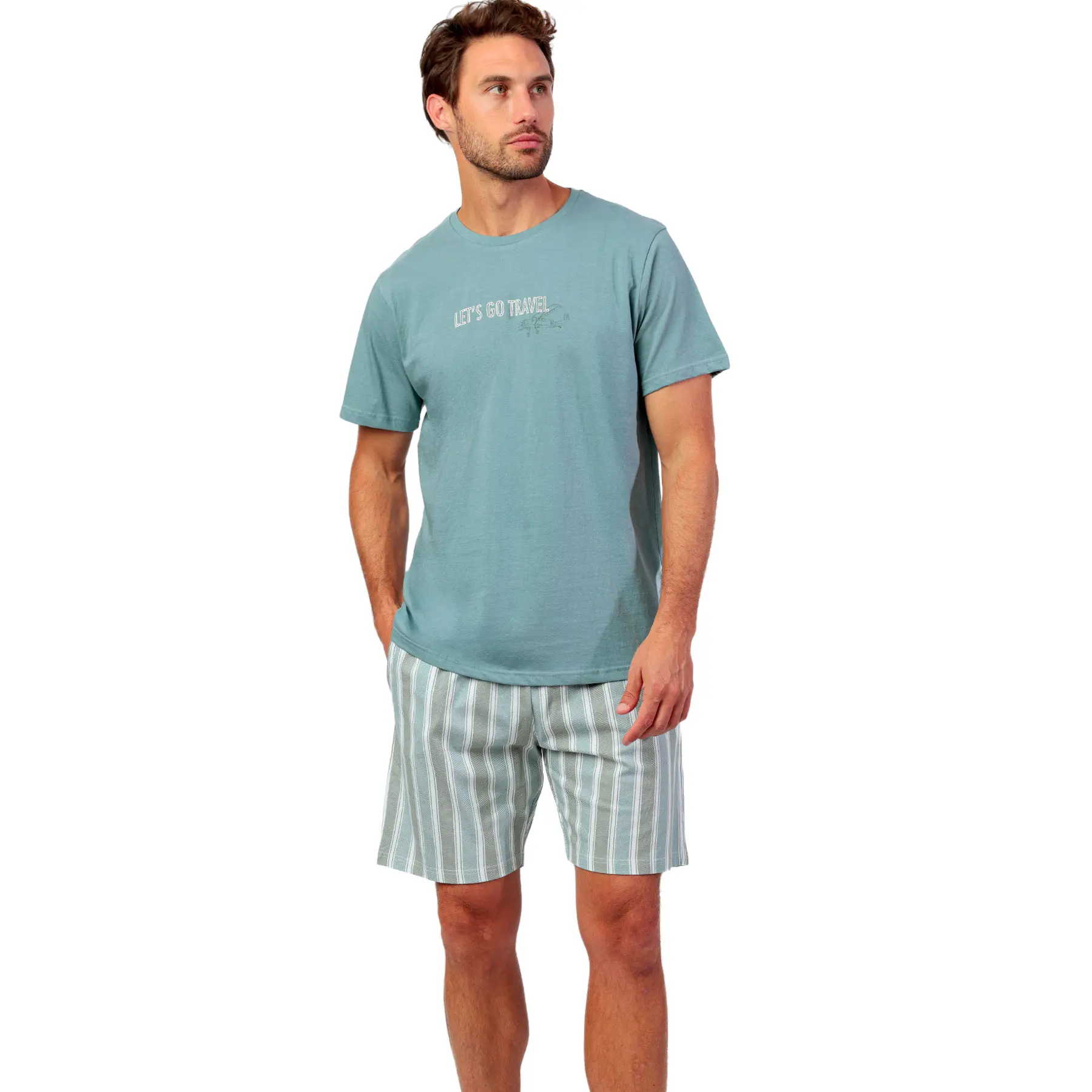 Image of Pyjama T-Shirt und Shorts Admas Lets Go Travel