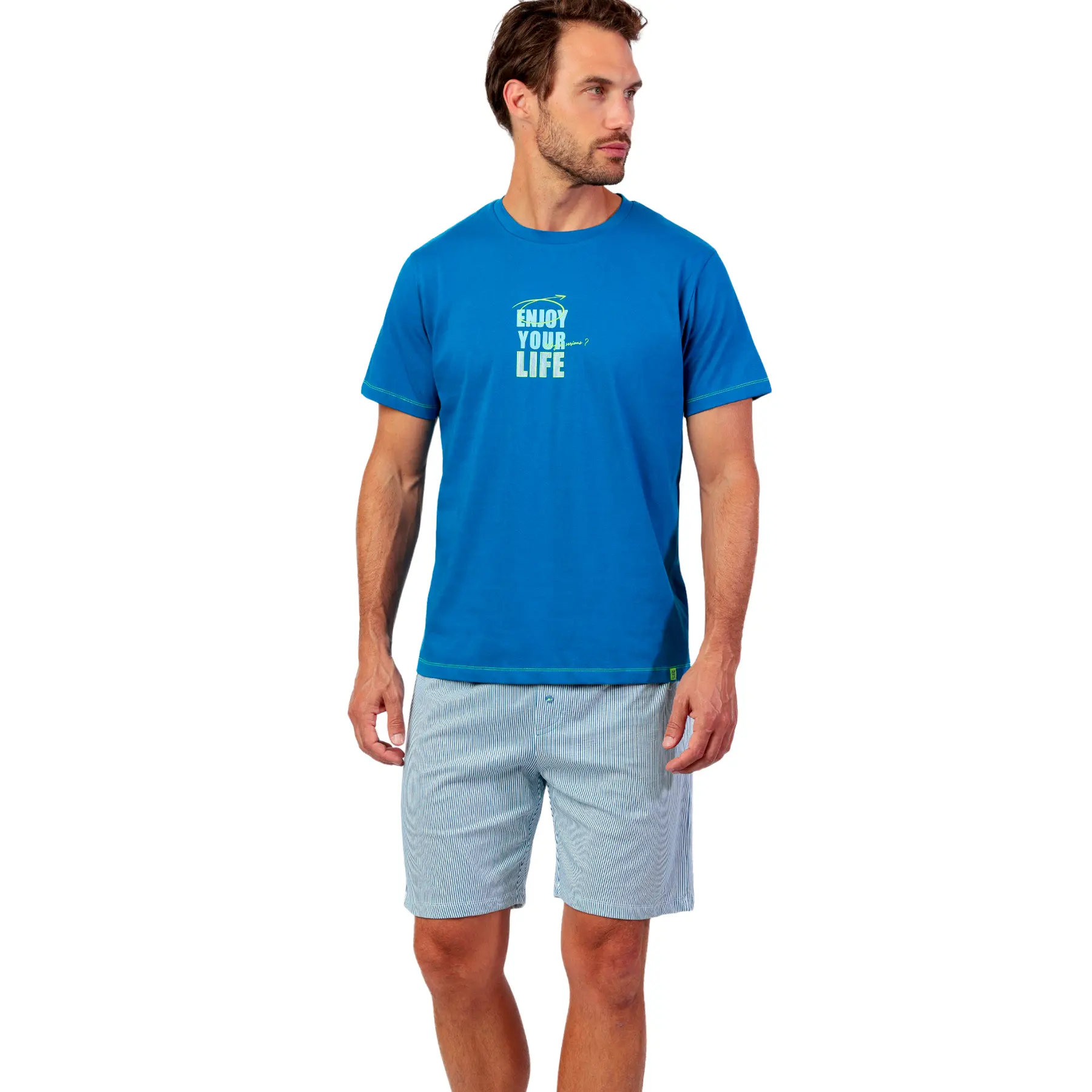 Image of Pyjama T-Shirt und Shorts Admas Enjoy Your Life