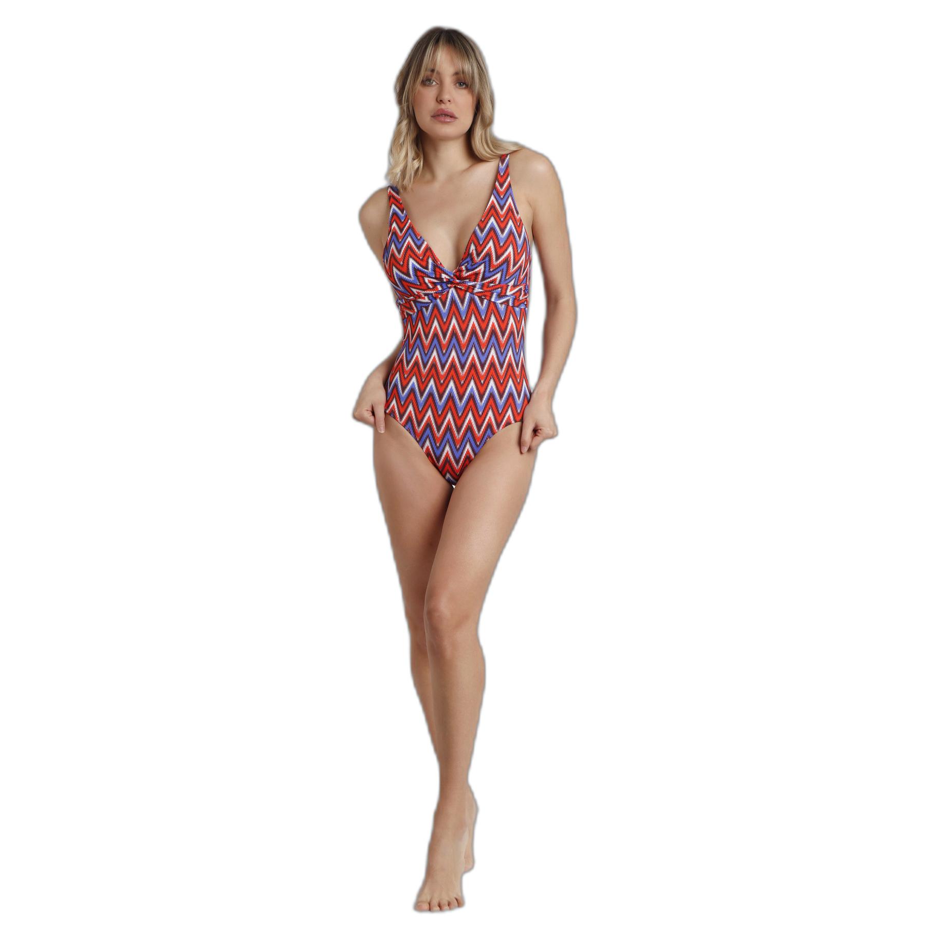 8433623777172 - Drapierter Einteiler-Badeanzug für damen Ethnic Waves
