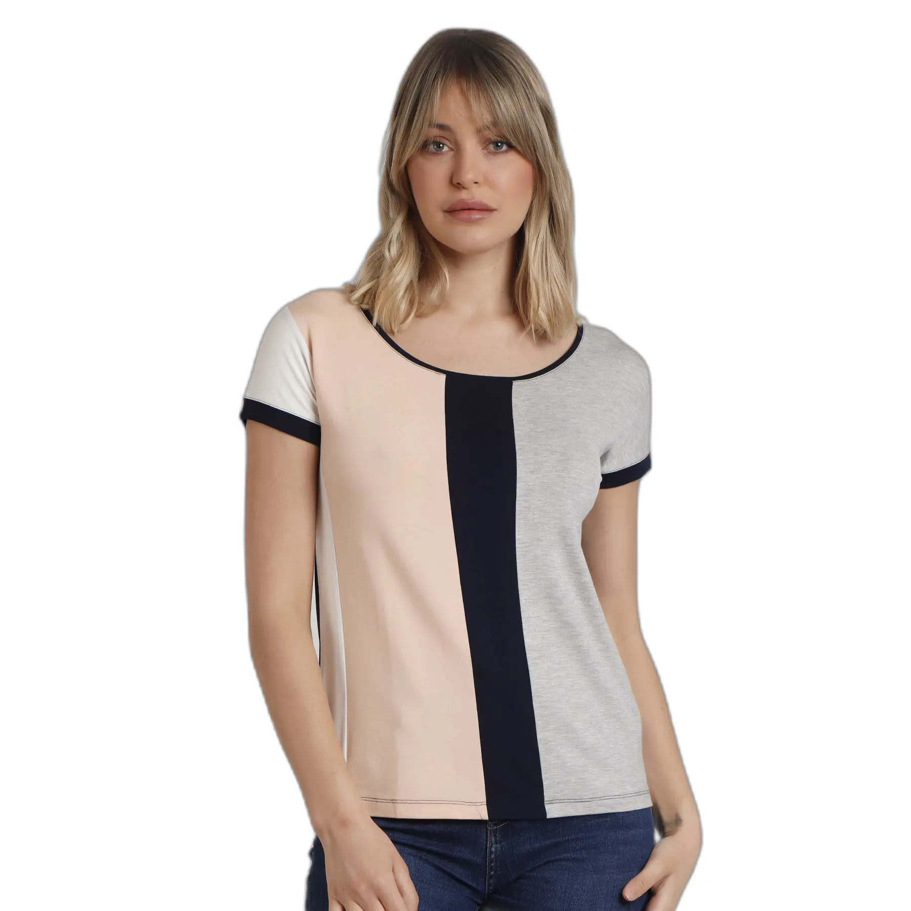 8433623782633 - Damen T-Shirt mit vertikalen Streifen Admas