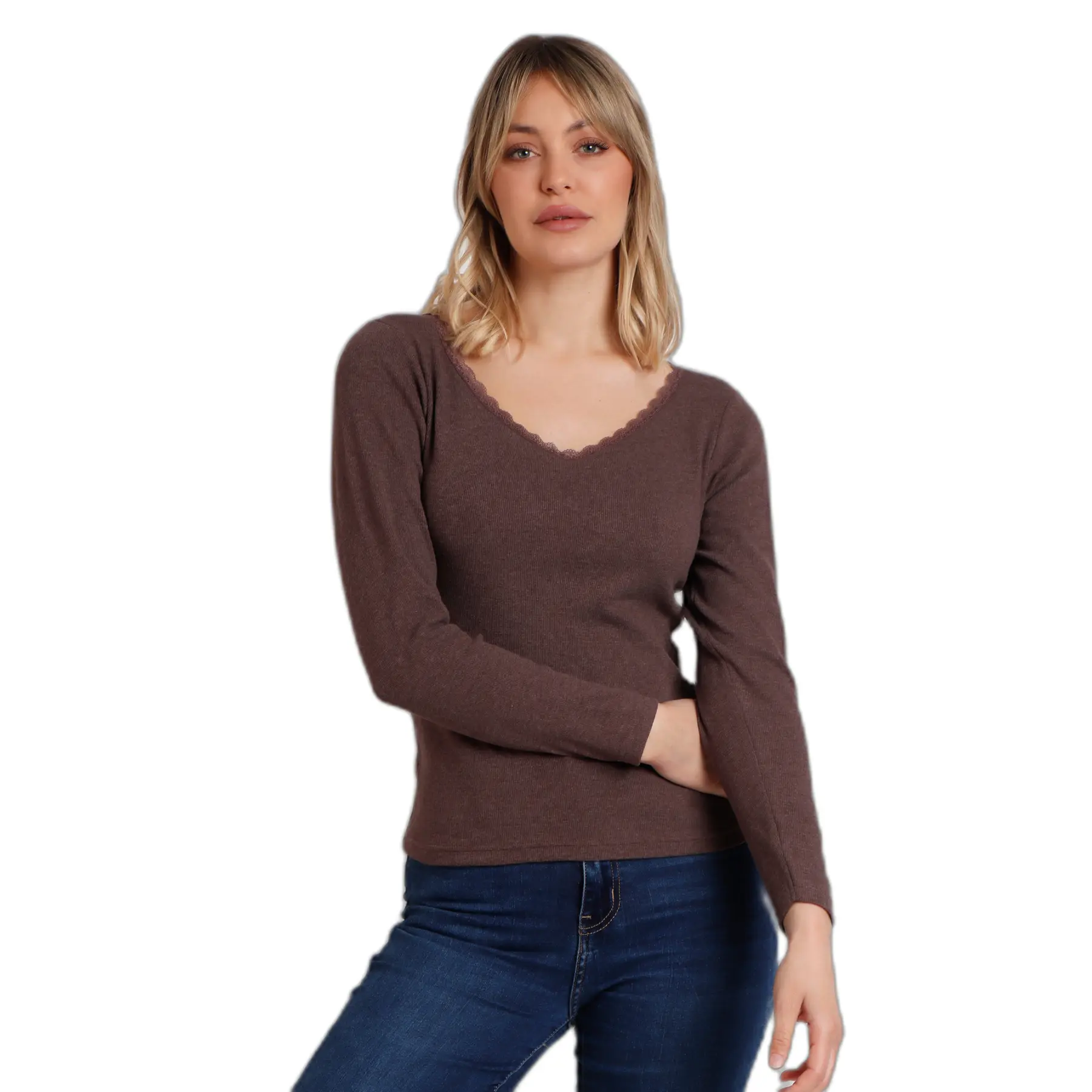 8433623817205 - Romantisches langärmeliges Rippenshirt für Damen Admas