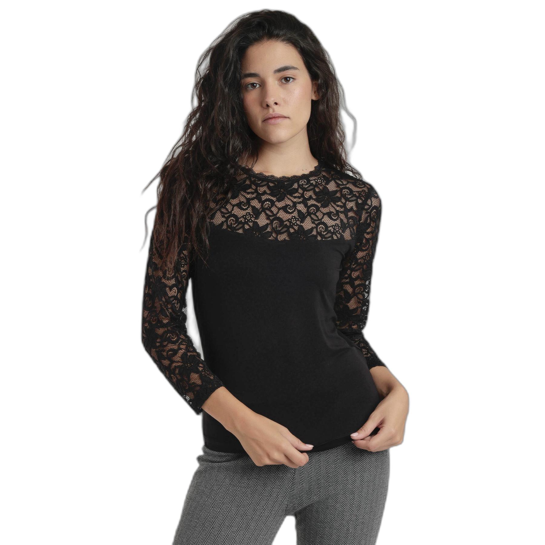 8433623817830 - Damen Langarm-T-Shirt aus Spitze Admas