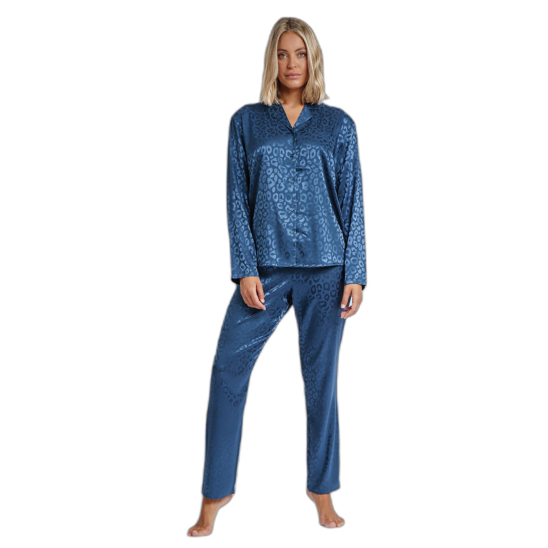 8433623618918 - Langarm Satin Pyjama für Damen Classic Leopard
