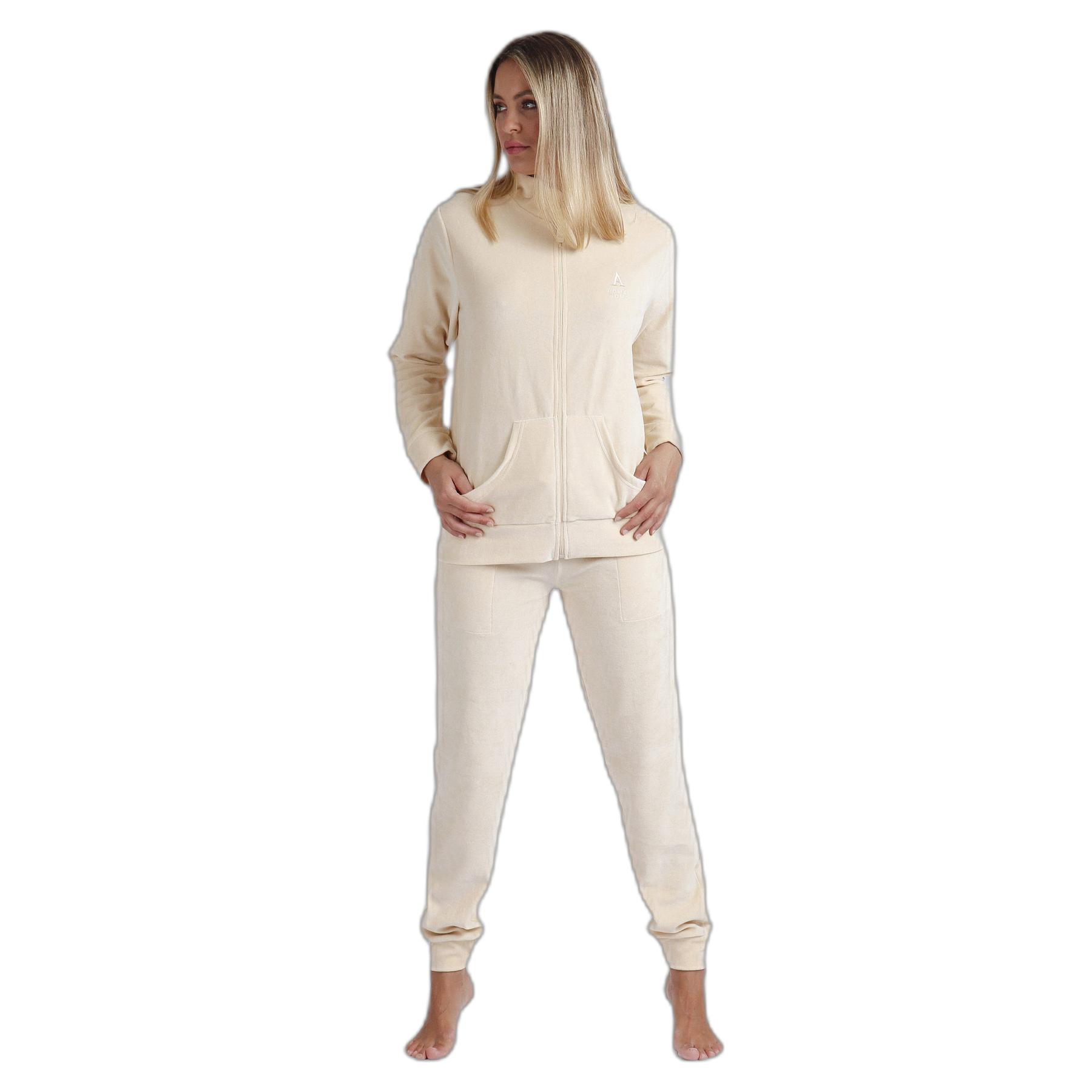 8433623726248 - Damen Pyjama mit langem Arm aus doppelt vellutierter Baumwolle Velvet Soft