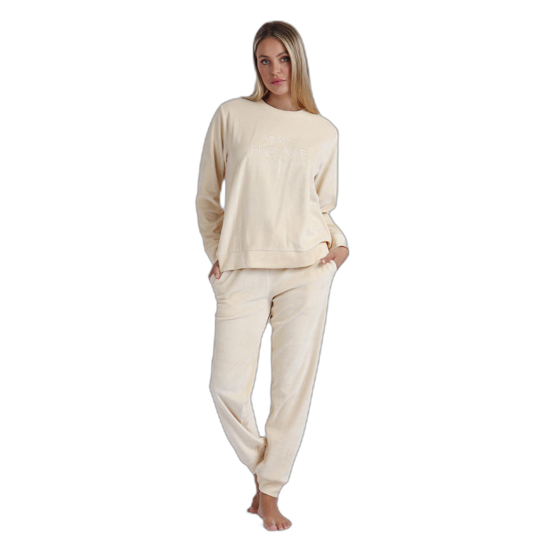8433623726200 - Damen Pyjama aus Doppelvelours mit langen Ärmeln Soft