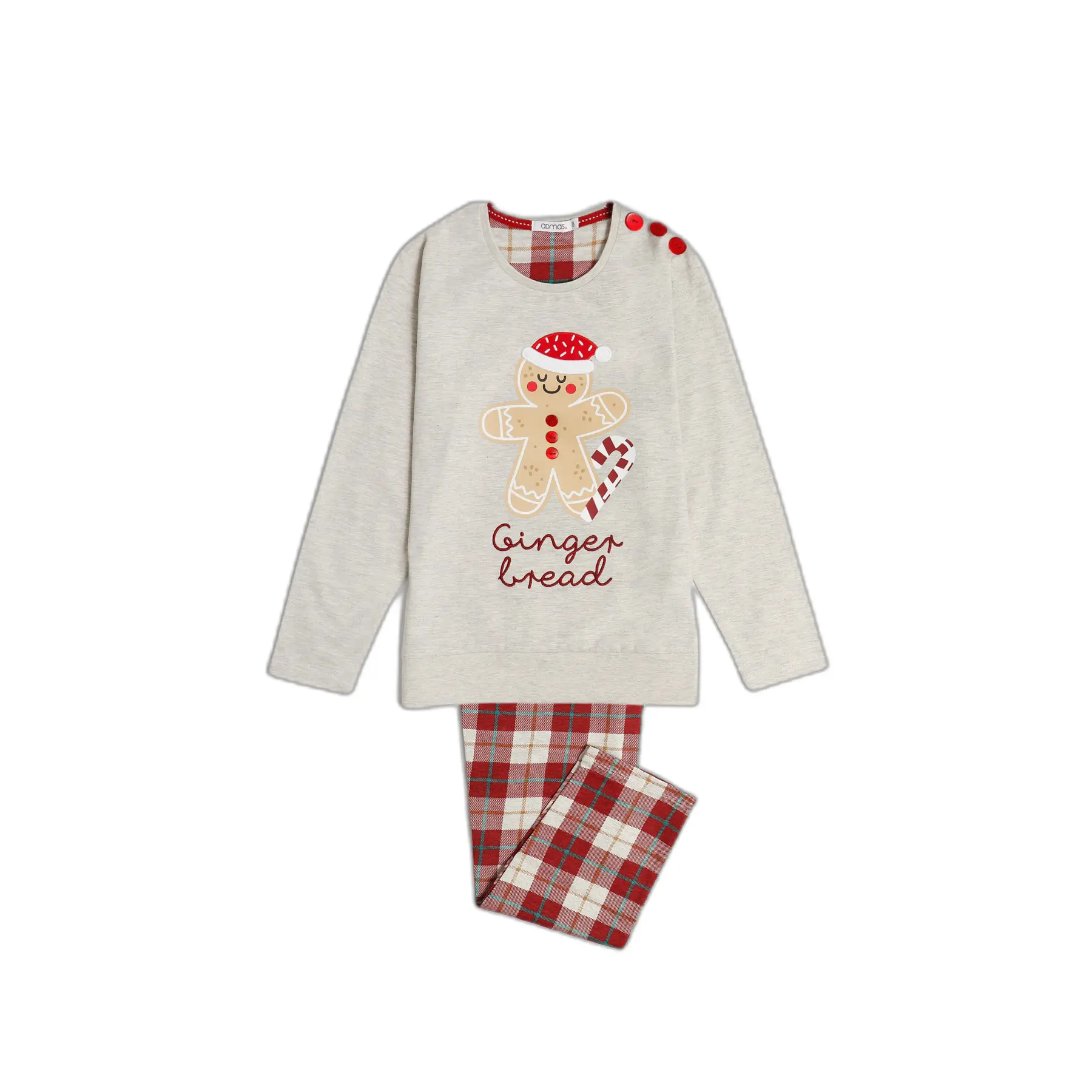 8433623640216 - Langarm-Pyjama im Lebkuchenmuster für Mädchen Admas