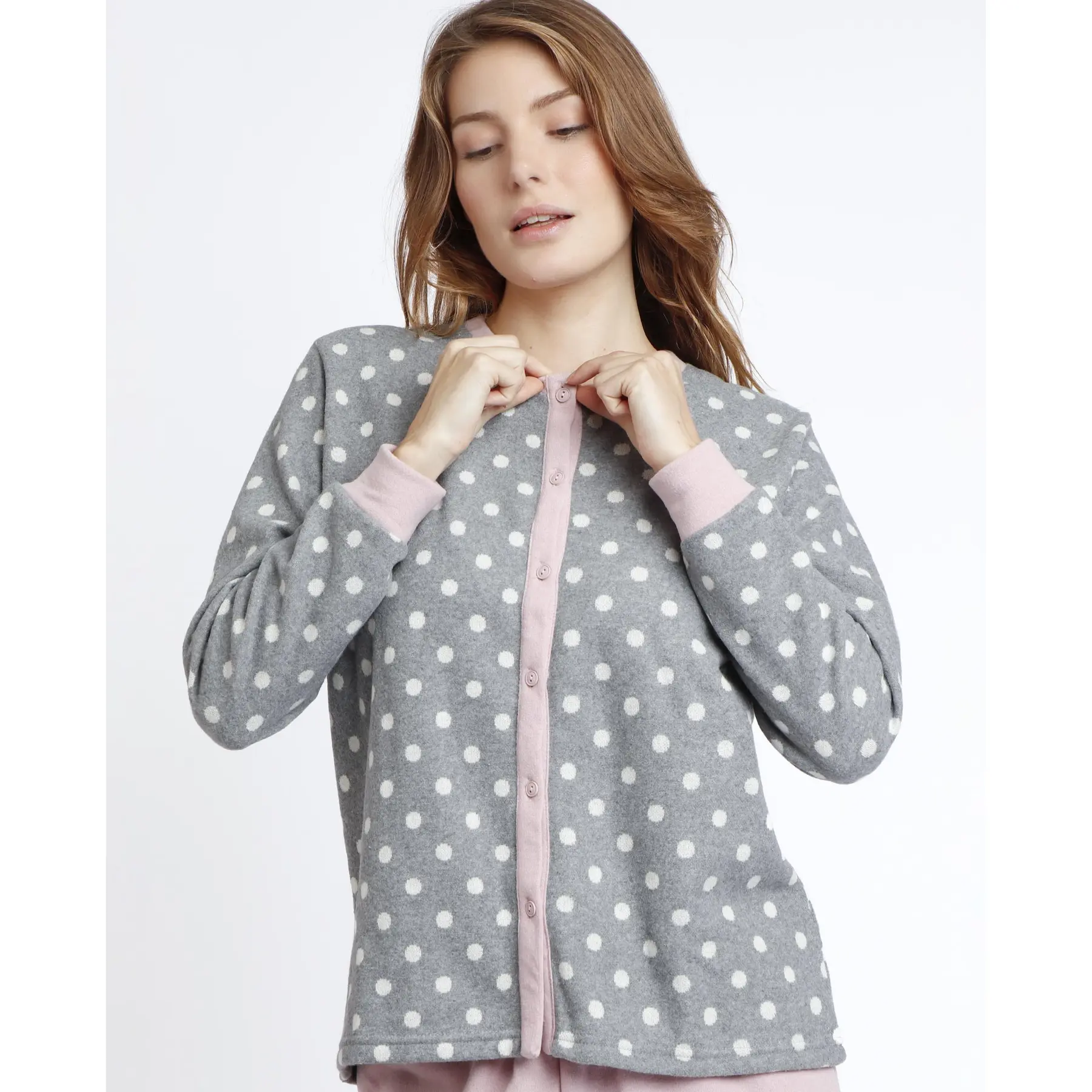 8433623725340 - Damen Langarmpyjama Dots B