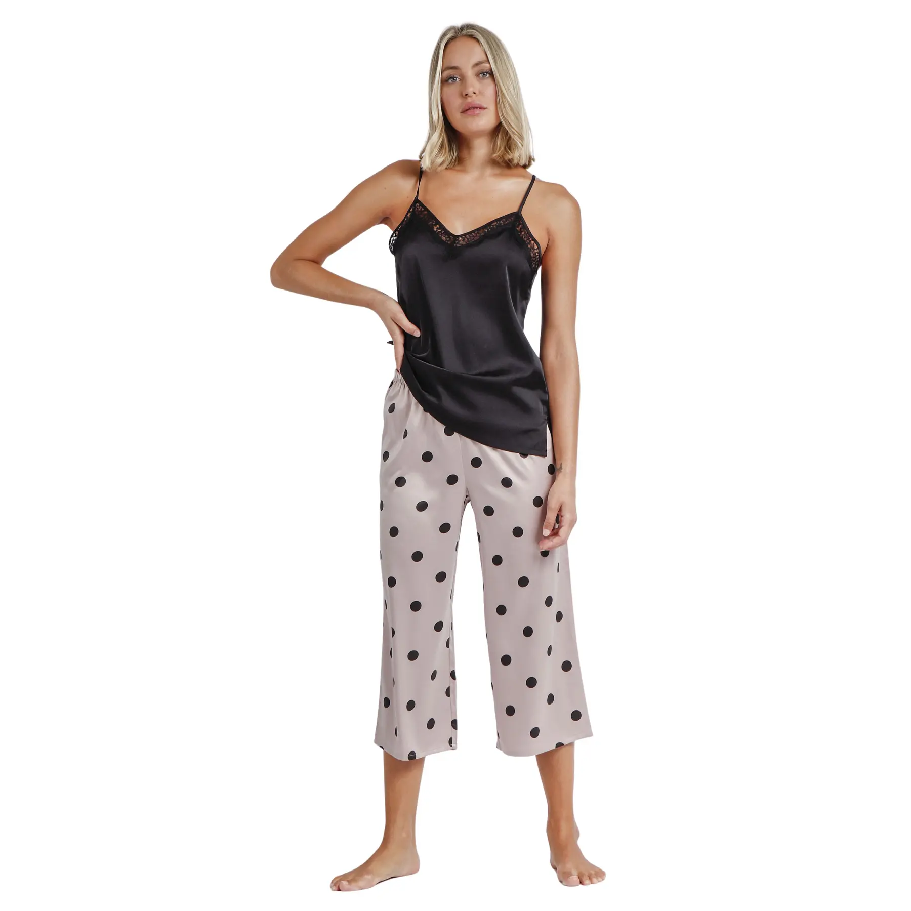 8433623656774 - Eleganter Damen-Pyjama mit Punkten Classic Palazzo