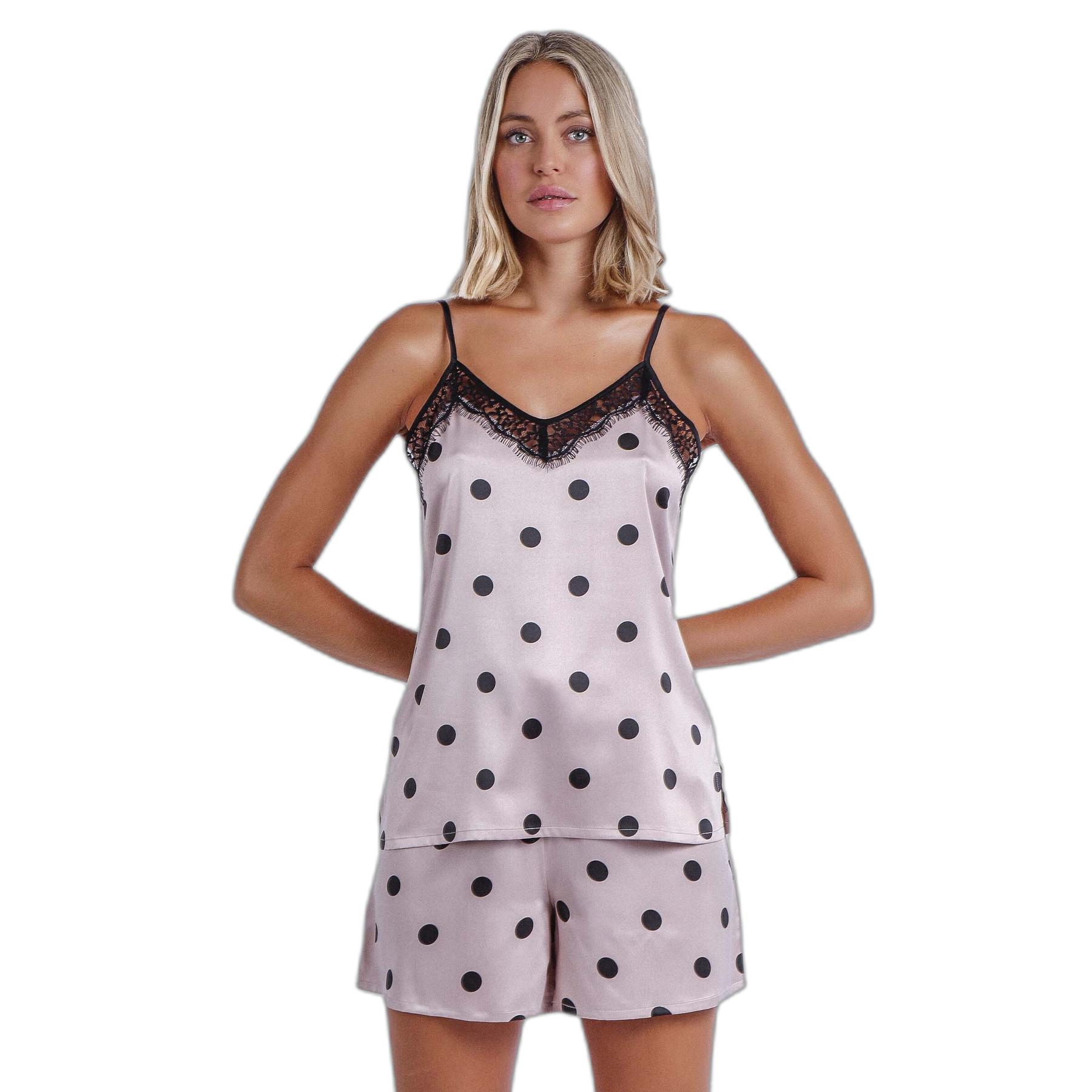 8433623656897 - Eleganter gepunkteter Pyjama mit Trägern für Frauen Classic