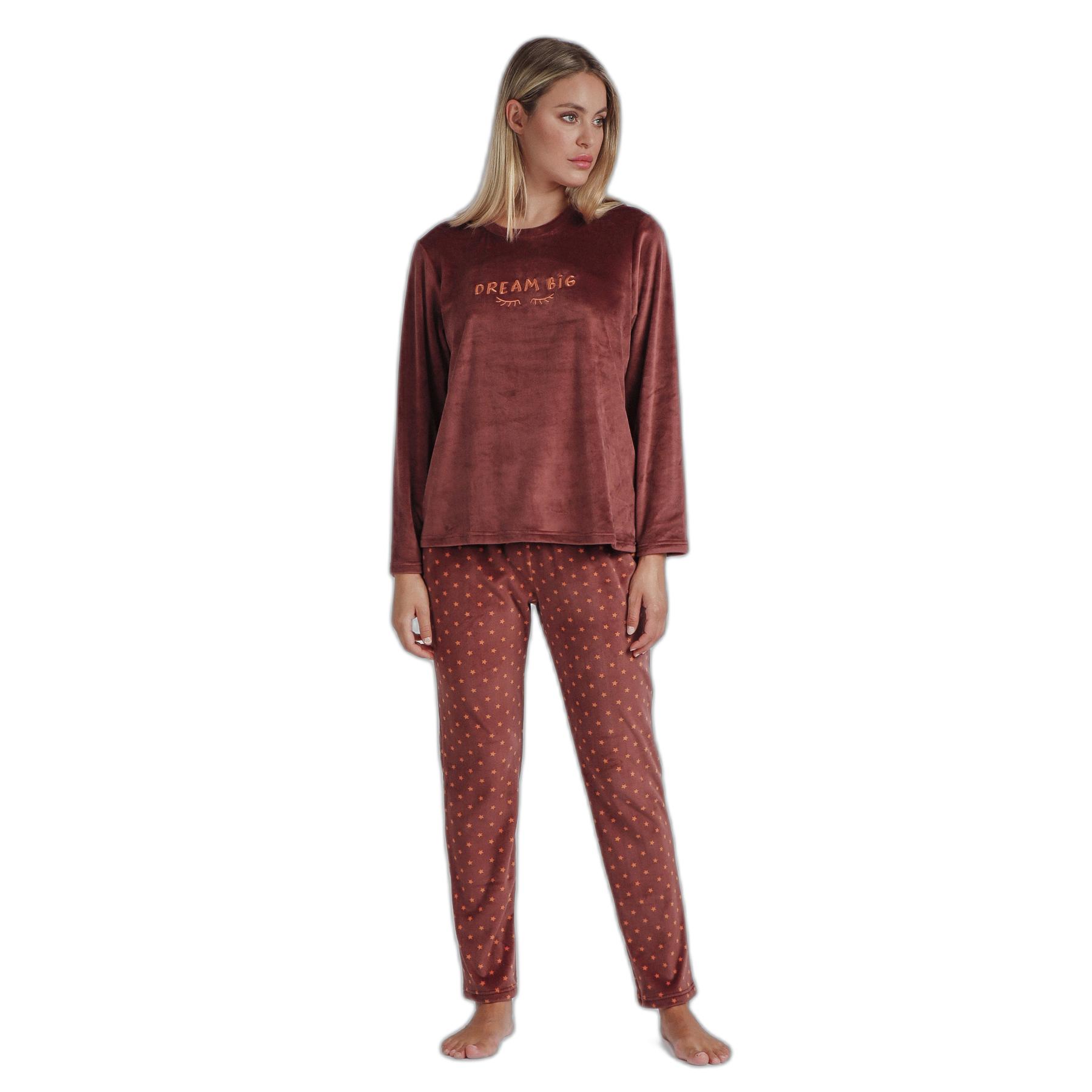 8433623703546 - Damen Langarm-Velours-Pyjama Dream Big
