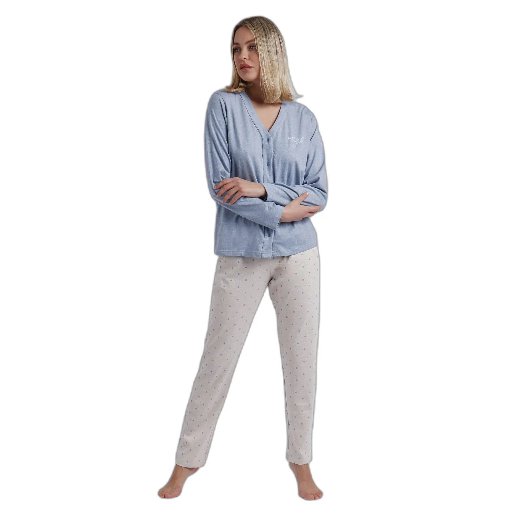 8433623704222 - Langärmliger offener Pyjama für Frauen Classic You Are Enough