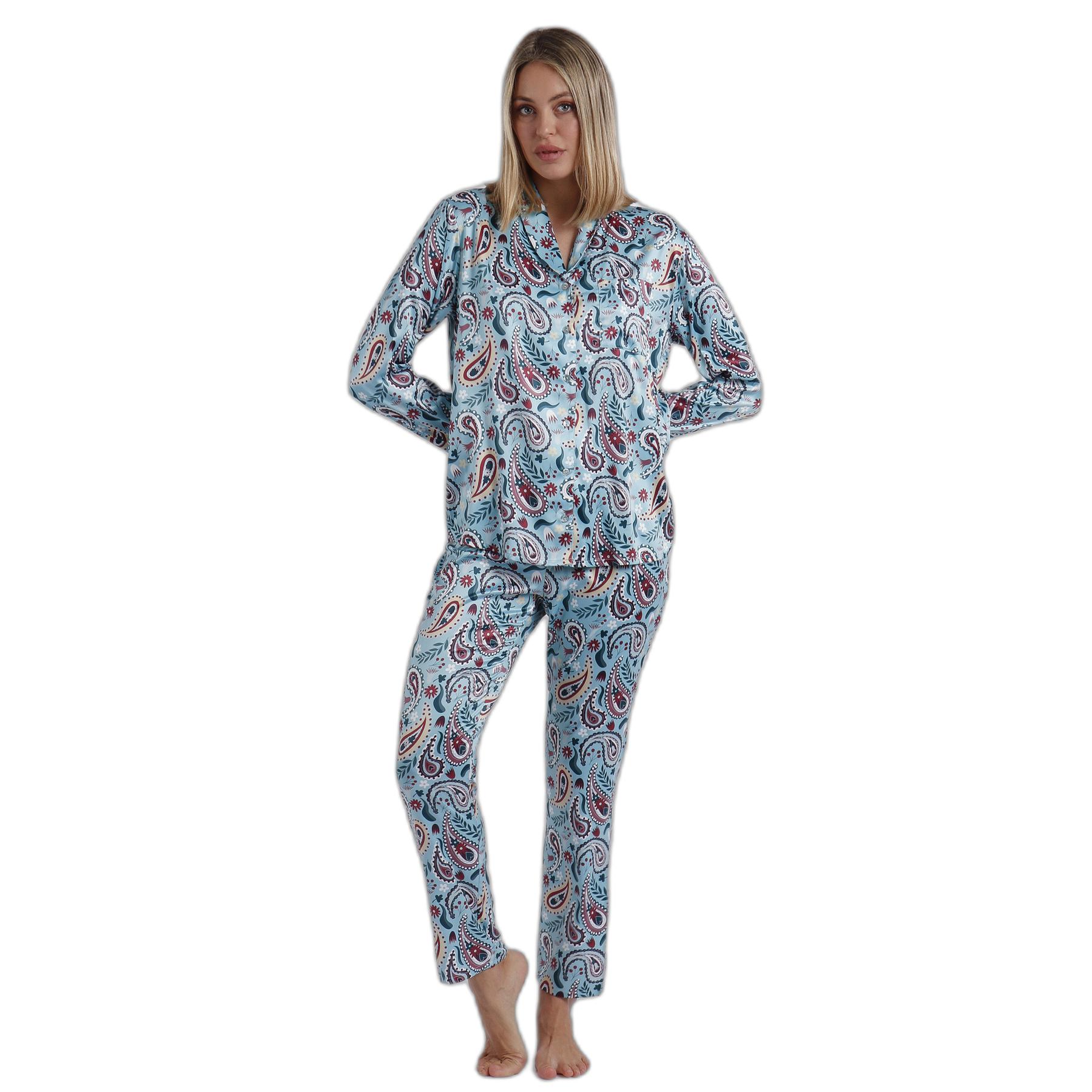8433623710001 - Langärmliger offener Pyjama für Frauen Garden Water Paisley