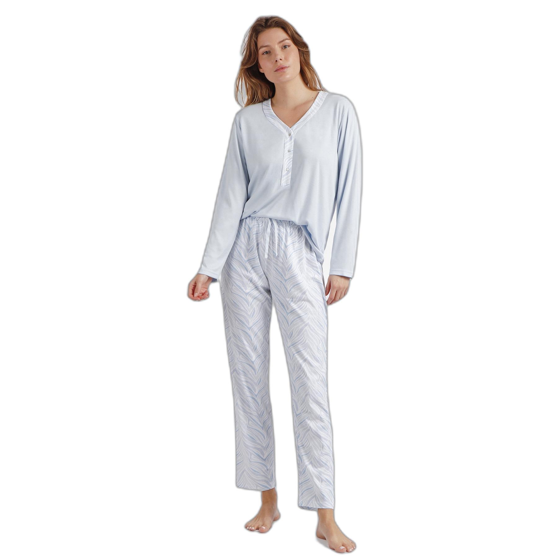 8433623710131 - Damen Pyjama mit langen Ärmeln und Knopfleiste Classic Soft Forever Together