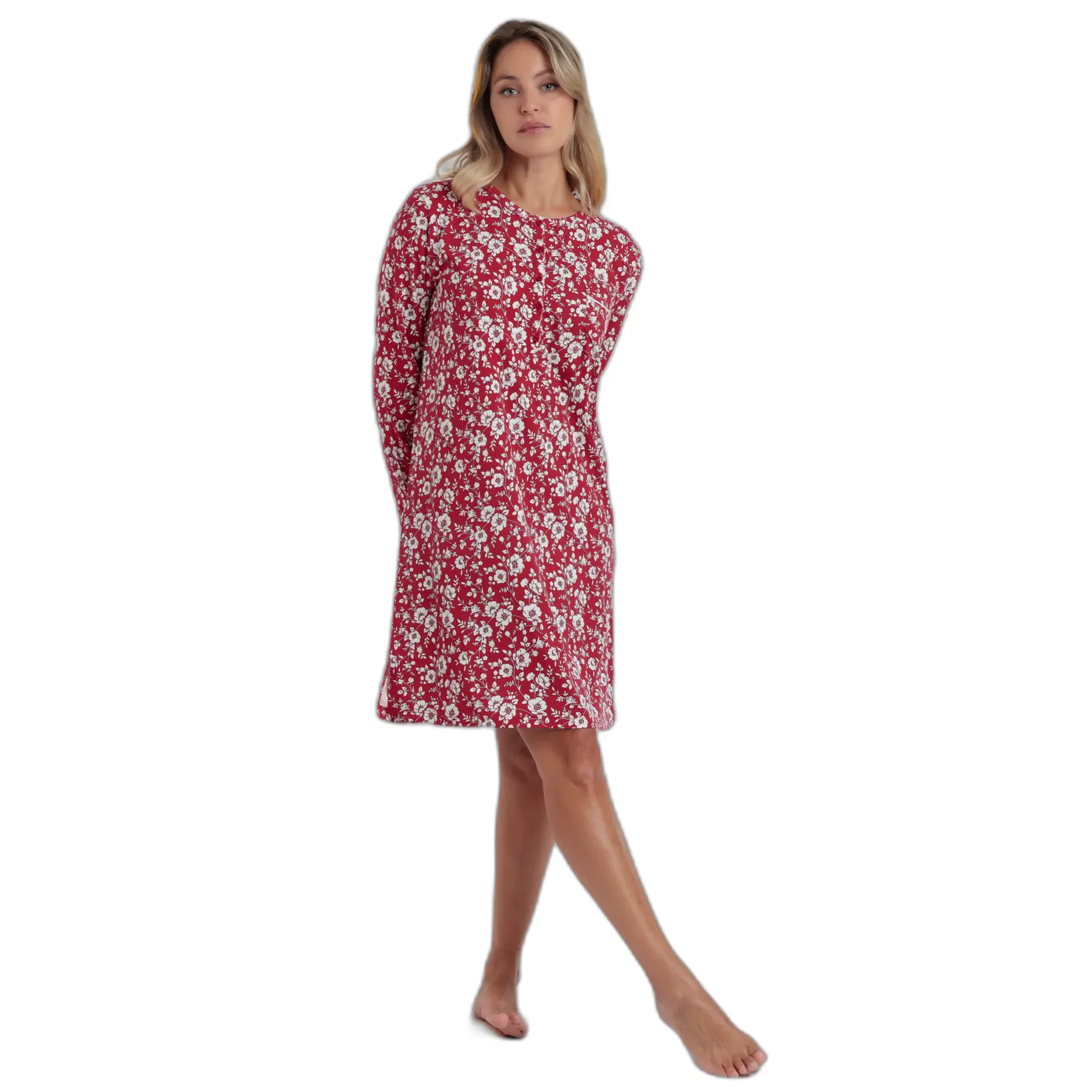 8433623790058 - Winter Nachtkleid mit langen Ärmeln für Frauen Garden Romantic