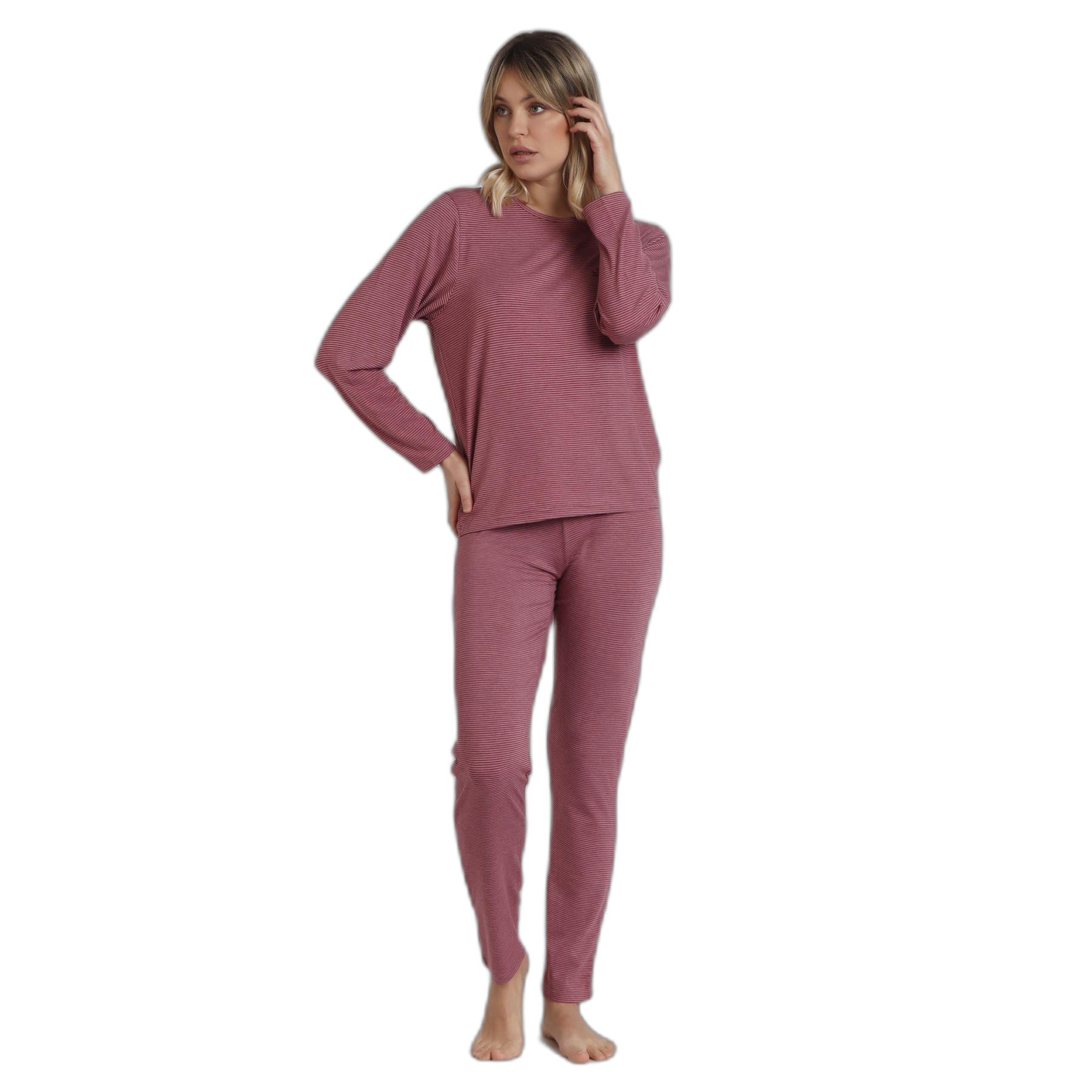 8433623791031 - Damen Langarm-Pyjama Stay At Home Soft Stripes