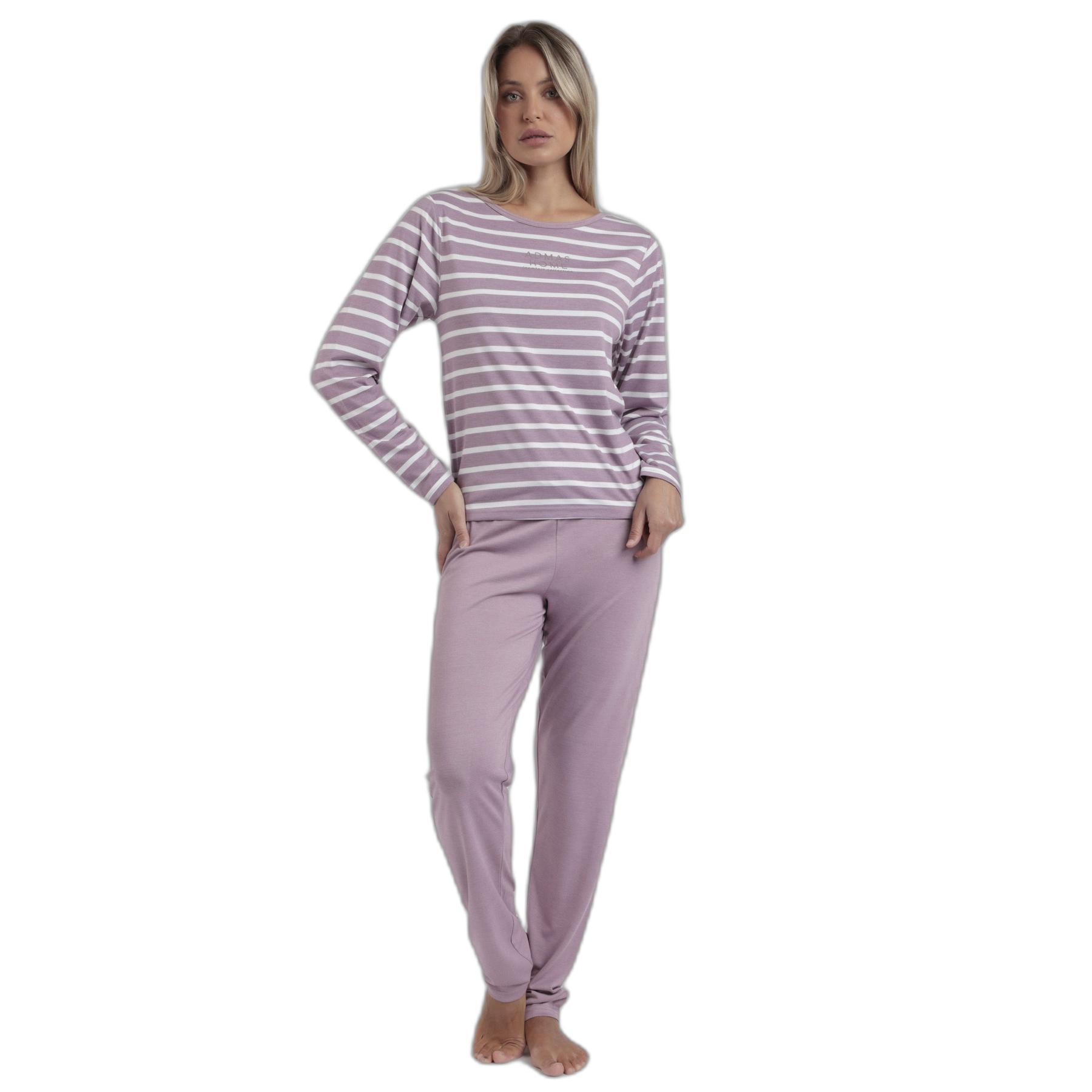 8433623804199 - Damen Langarm-Pyjama Stripes Home