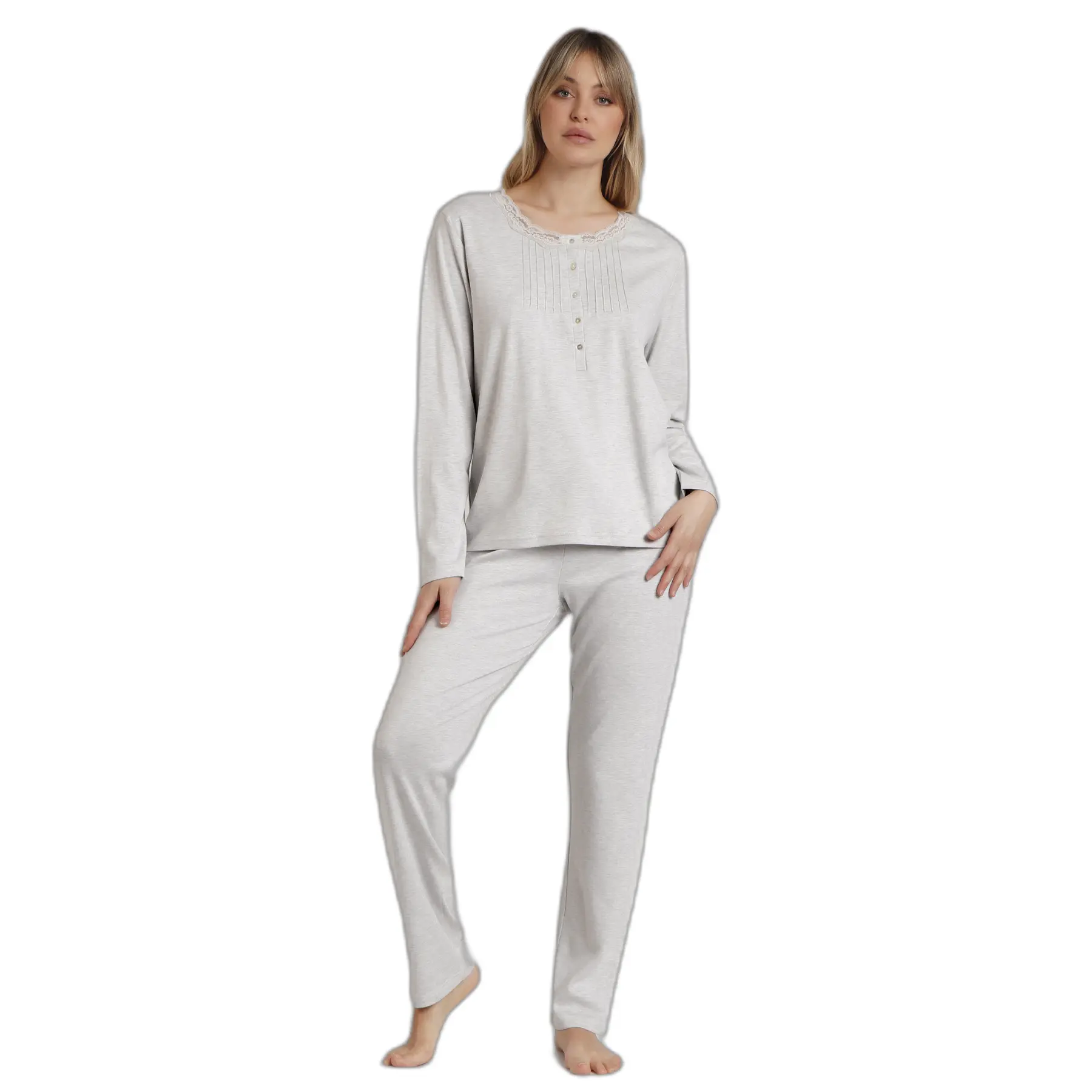 8433623812521 - Damen Langarm-Pyjama Classic Soft
