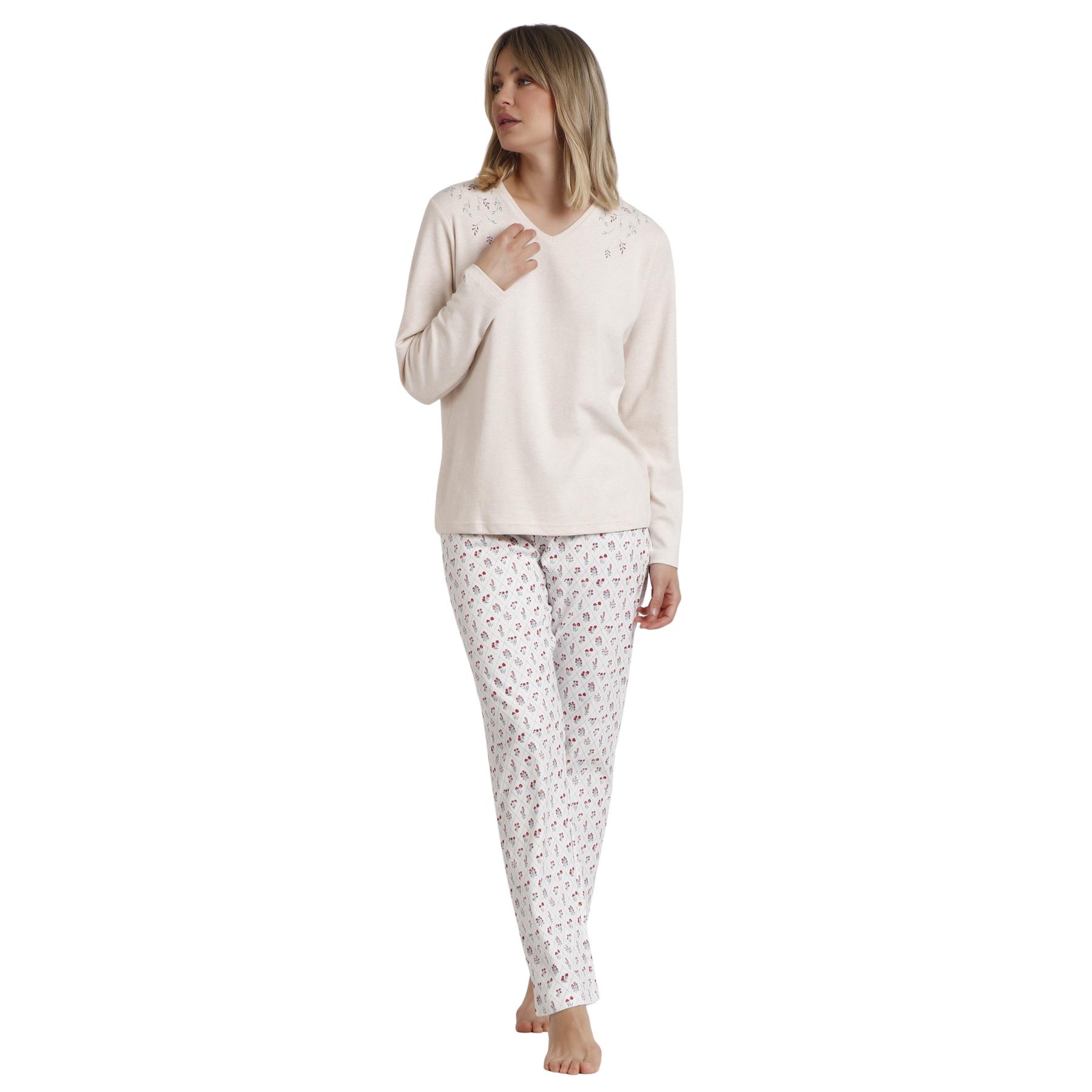 8433623786495 - Damen Pyjama mit langen Ärmeln und V-Ausschnitt Garden Essence Of Life