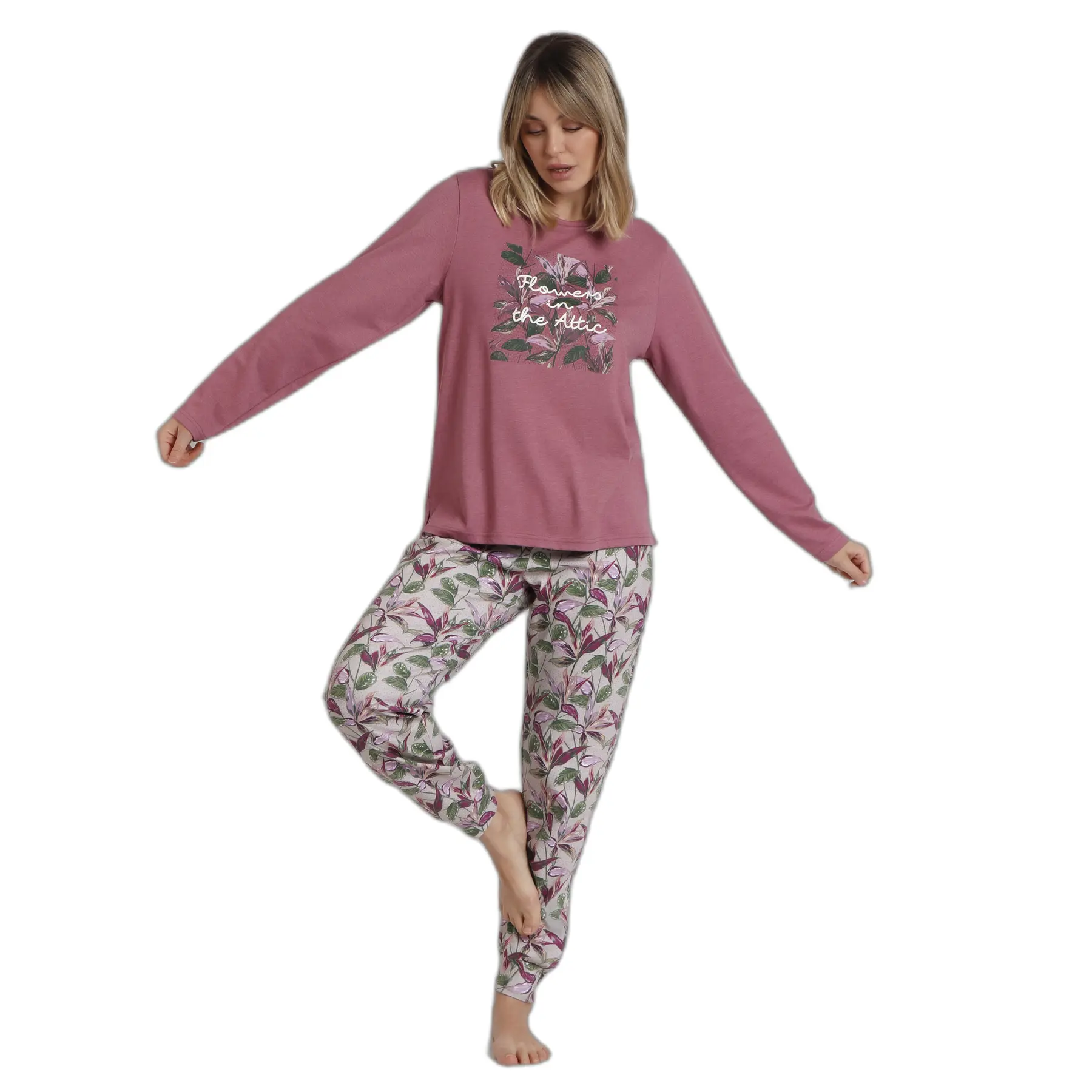 8433623787164 - Damen Langarm-Pyjama Garden Flowers In The Attic